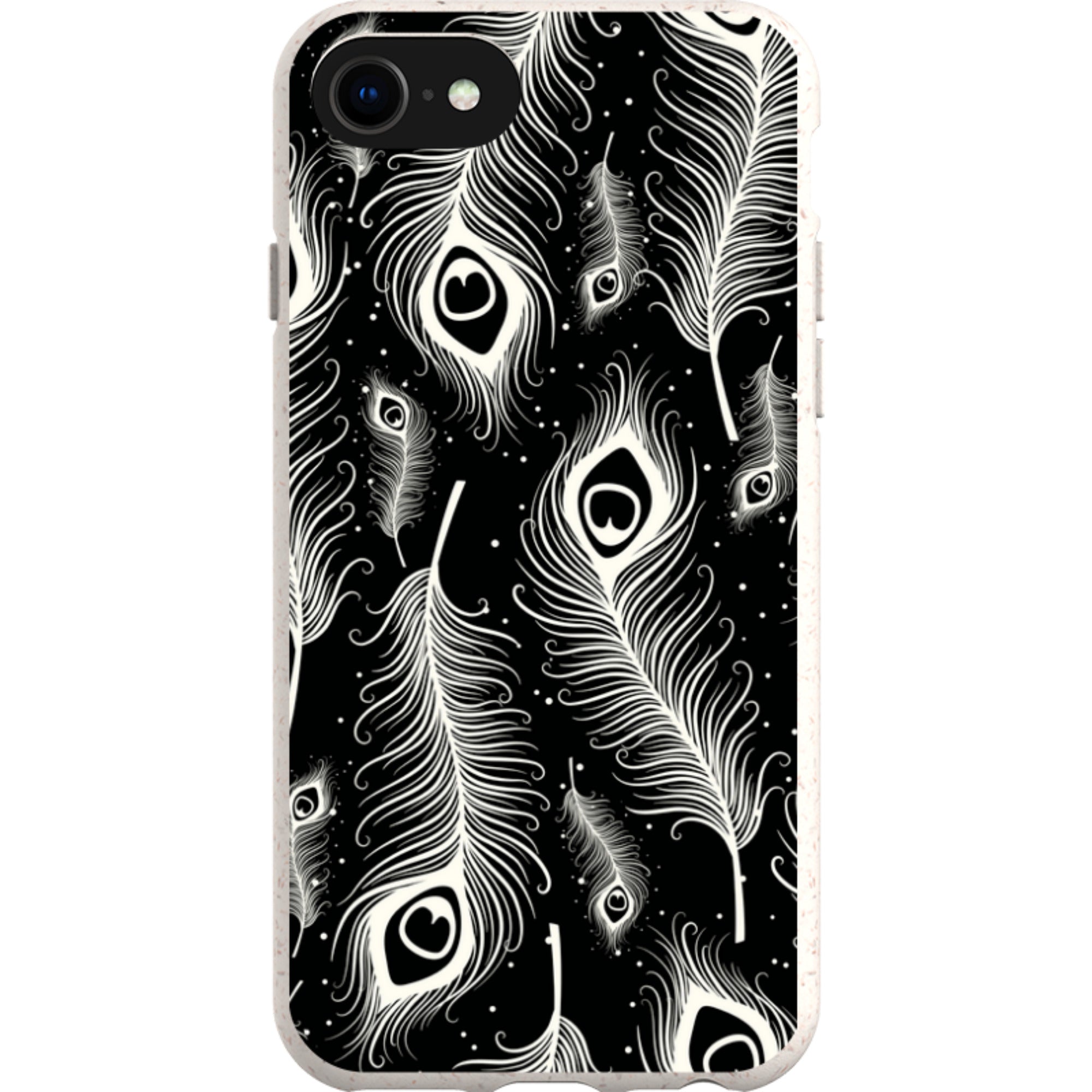 Feathers in Bloom Black — iPhone SE3 iPhone Bio-degradable Case — Finnaij