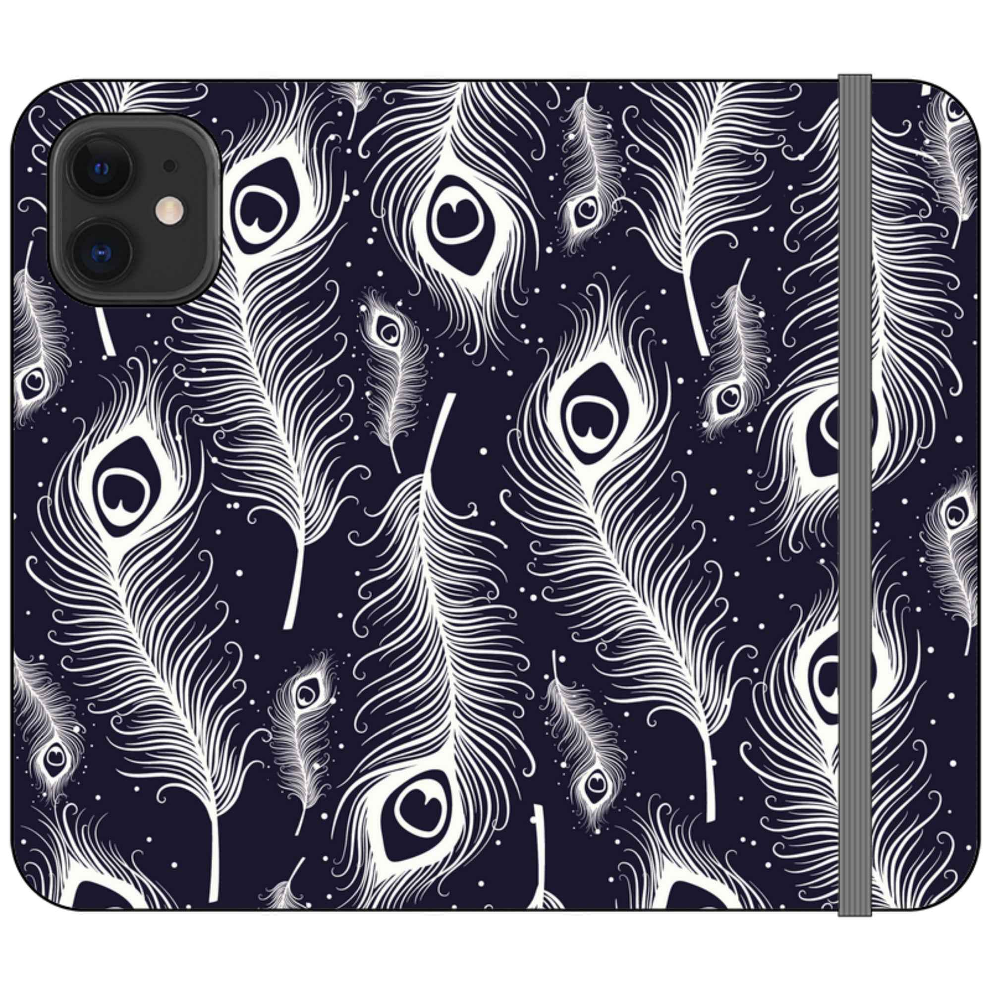 Feathers in Bloom Vegan Leather — iPhone 12 Mini Wallet Case — Finnaij