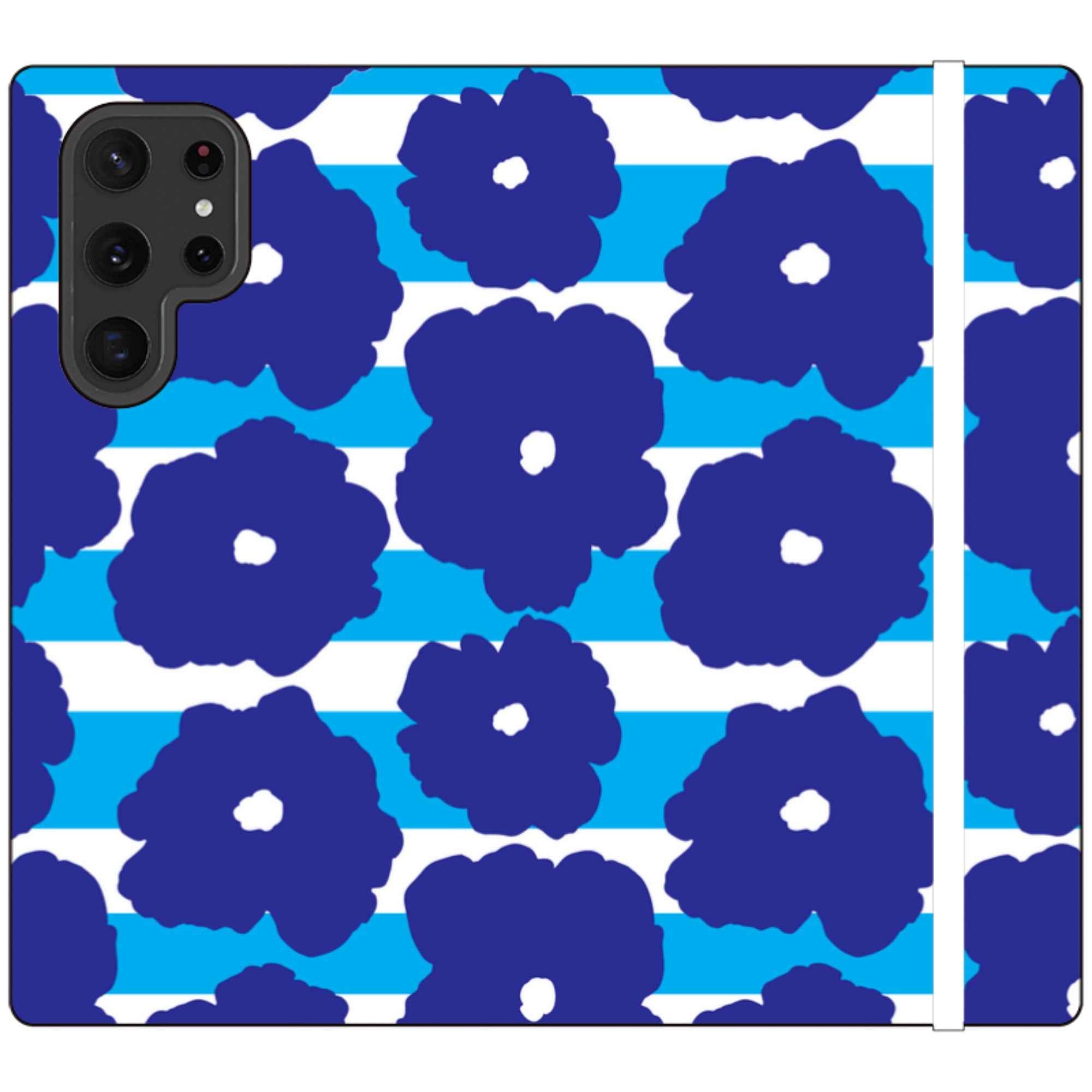 Bold Floral Blue — Apple Vegan Leather Folio Wallet Case — Finnaij