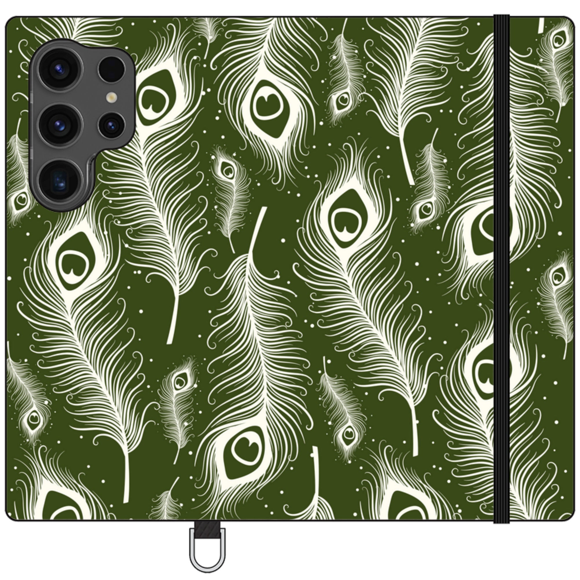 Feathers in Bloom Army Green Folio Wallet Phone Case — Finnaij