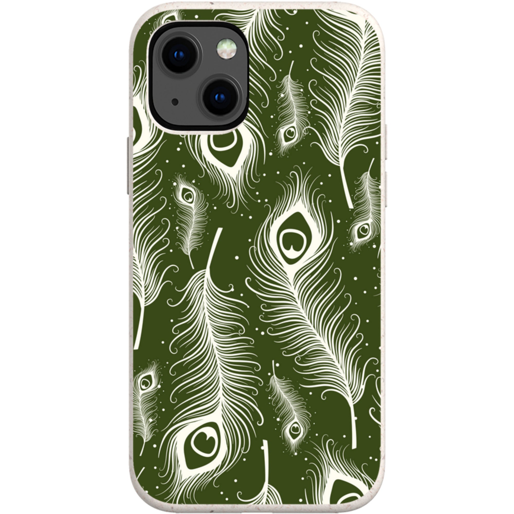 Feathers in Bloom Army Green — iPhone 13 Mini iPhone Bio-degradable Case — Finnaij