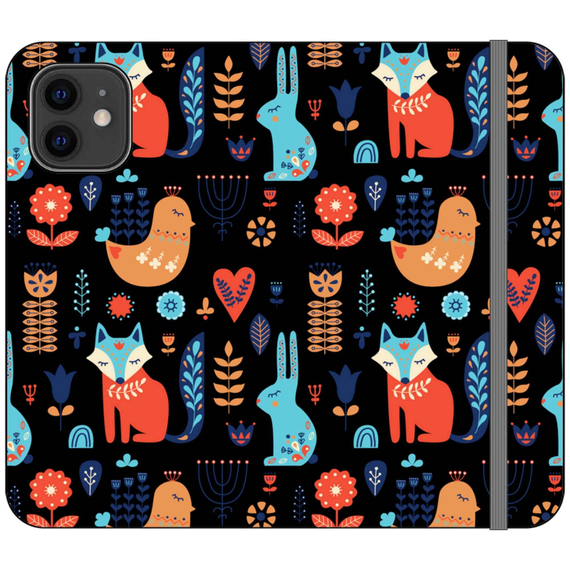 Nordic Ornament Black Vegan Leather — iPhone 12 Wallet Case — Finnaij