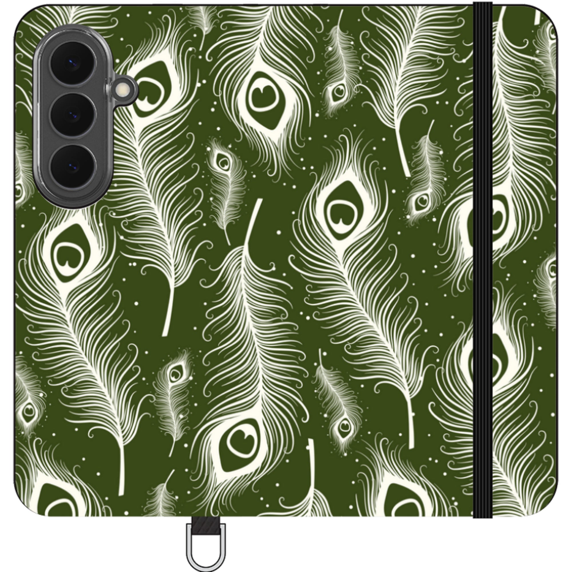 Feathers in Bloom Army Green Folio Wallet Phone Case — Finnaij