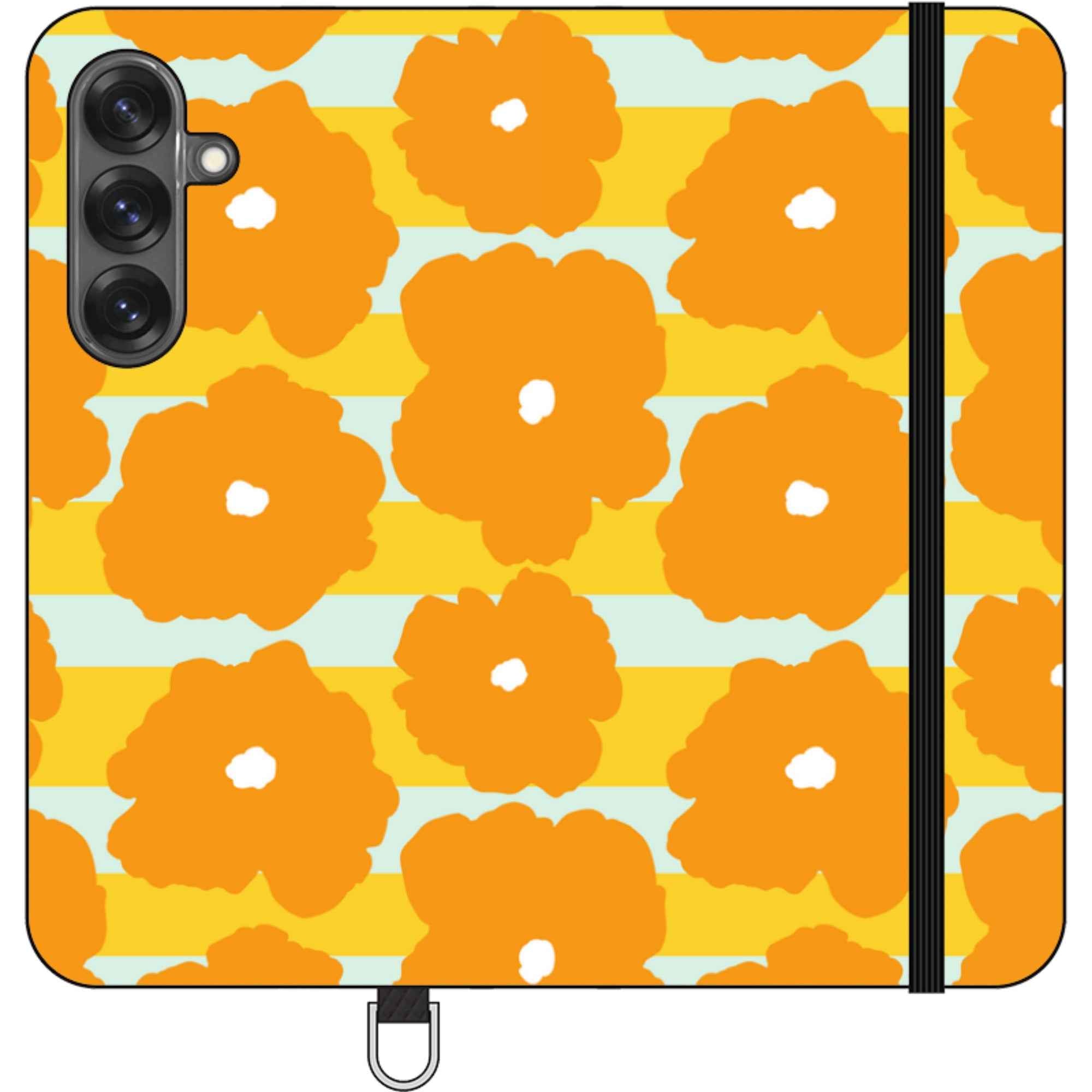 Bold Floral Orange — Apple Folio Wallet Case — Finnaij