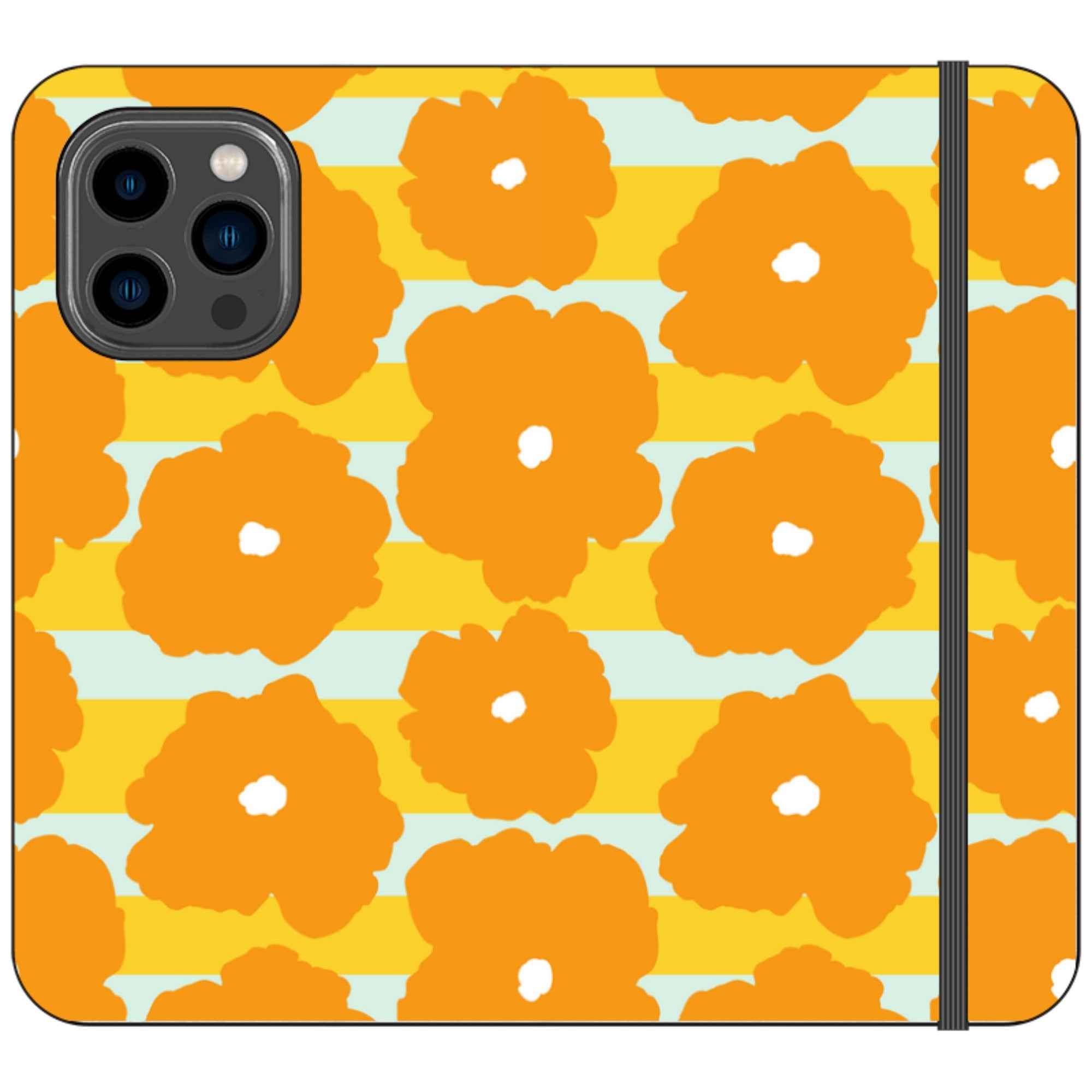 Bold Floral Orange — iPhone 14 Pro Max Wallet Case — Finnaij