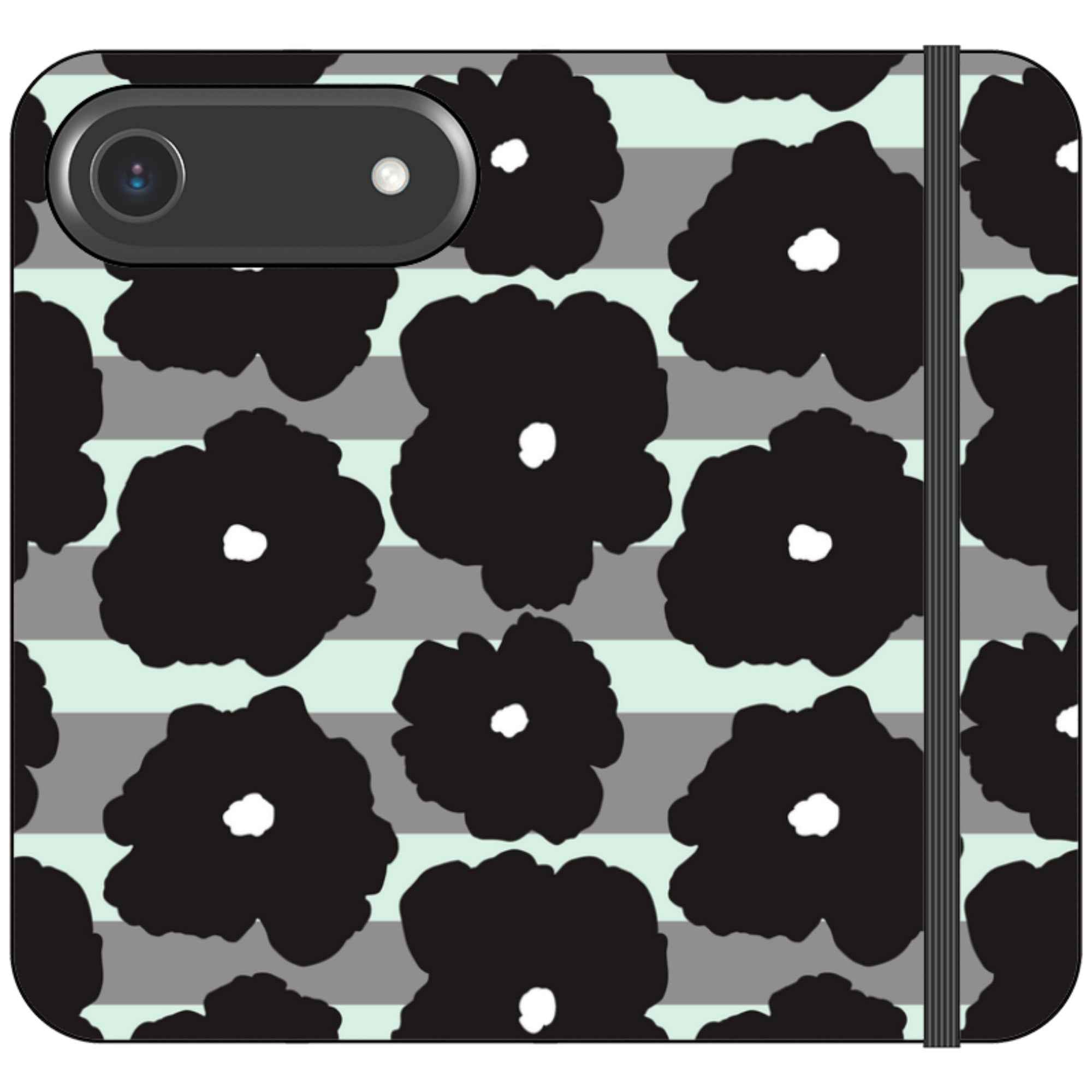 Bold Floral Black — iPhone 17 Air Wallet Case — Finnaij