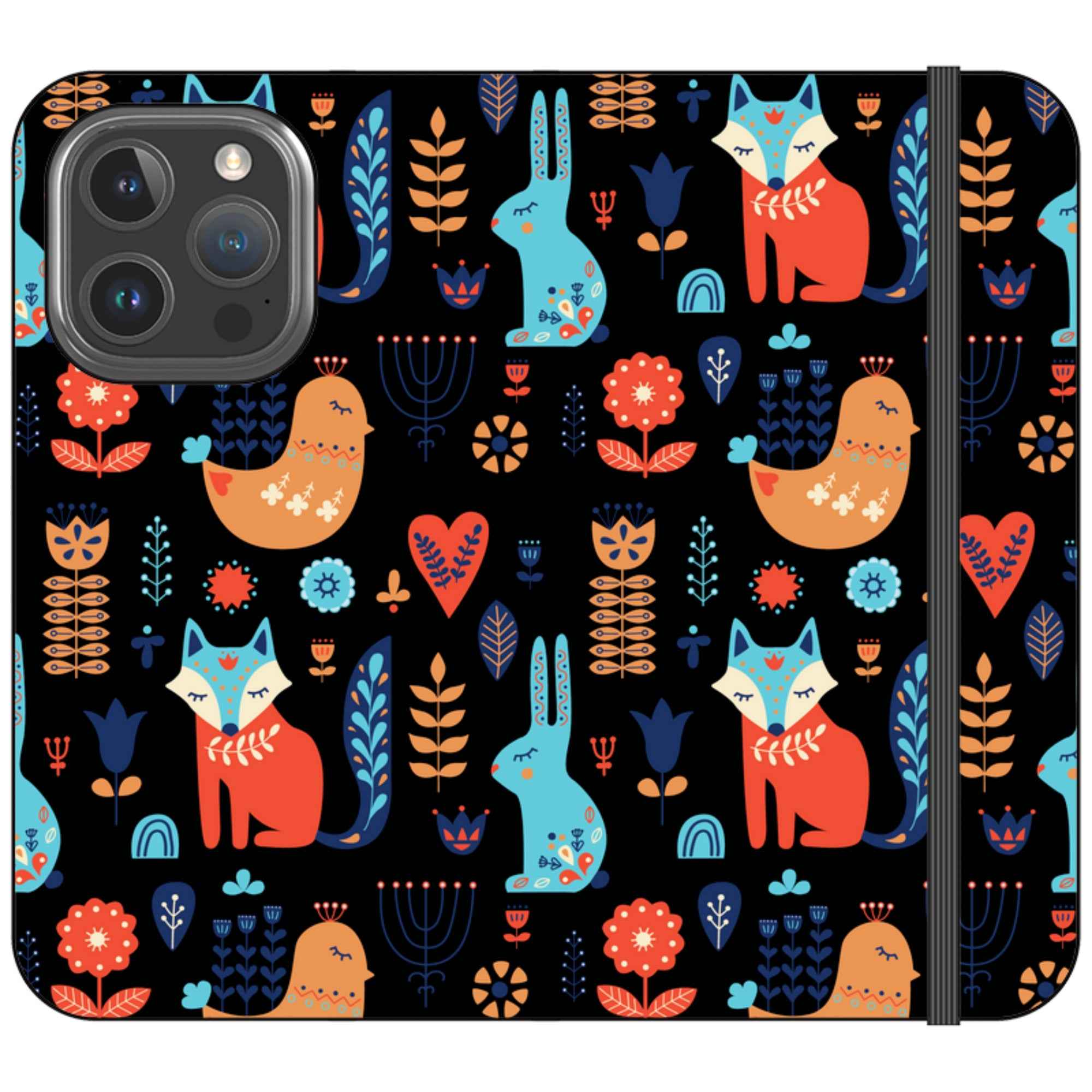 Nordic Ornament Black Vegan Leather — iPhone 16 Pro Wallet Case — Finnaij