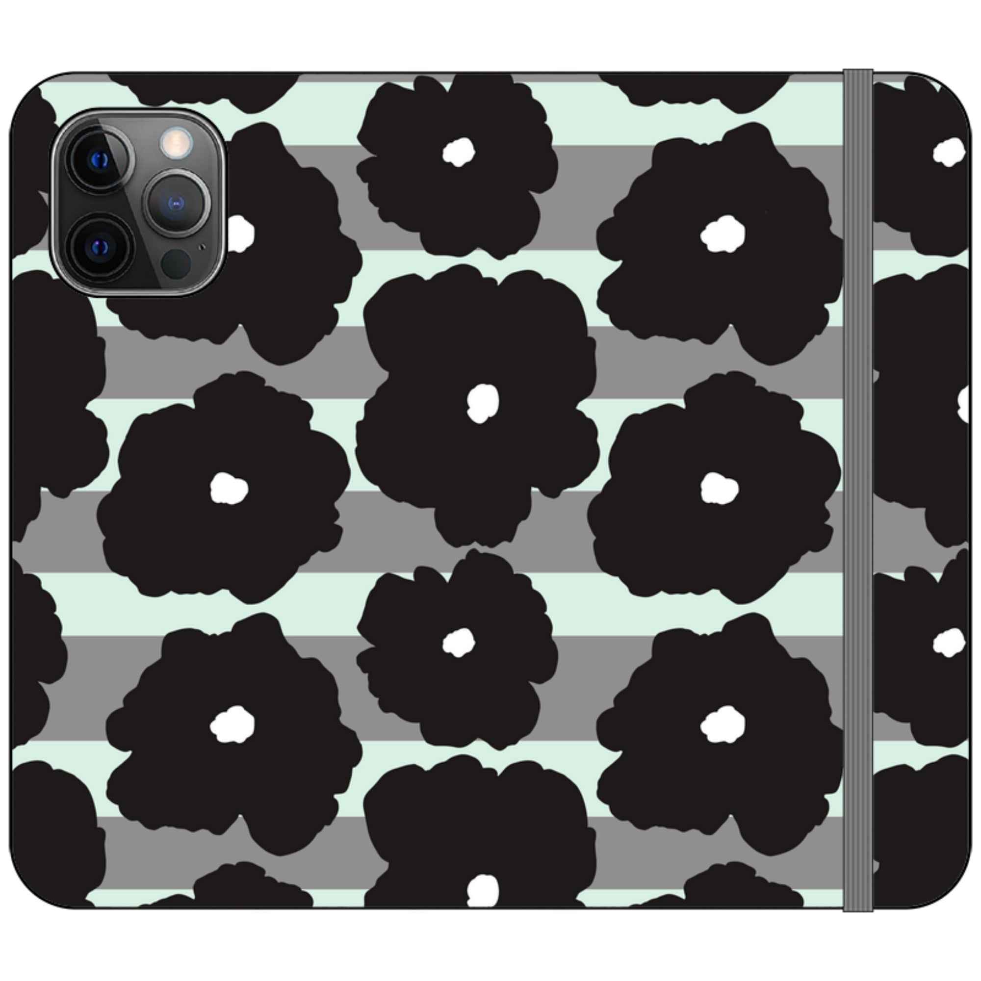 Bold Floral Black — iPhone 12 Pro Wallet Case — Finnaij