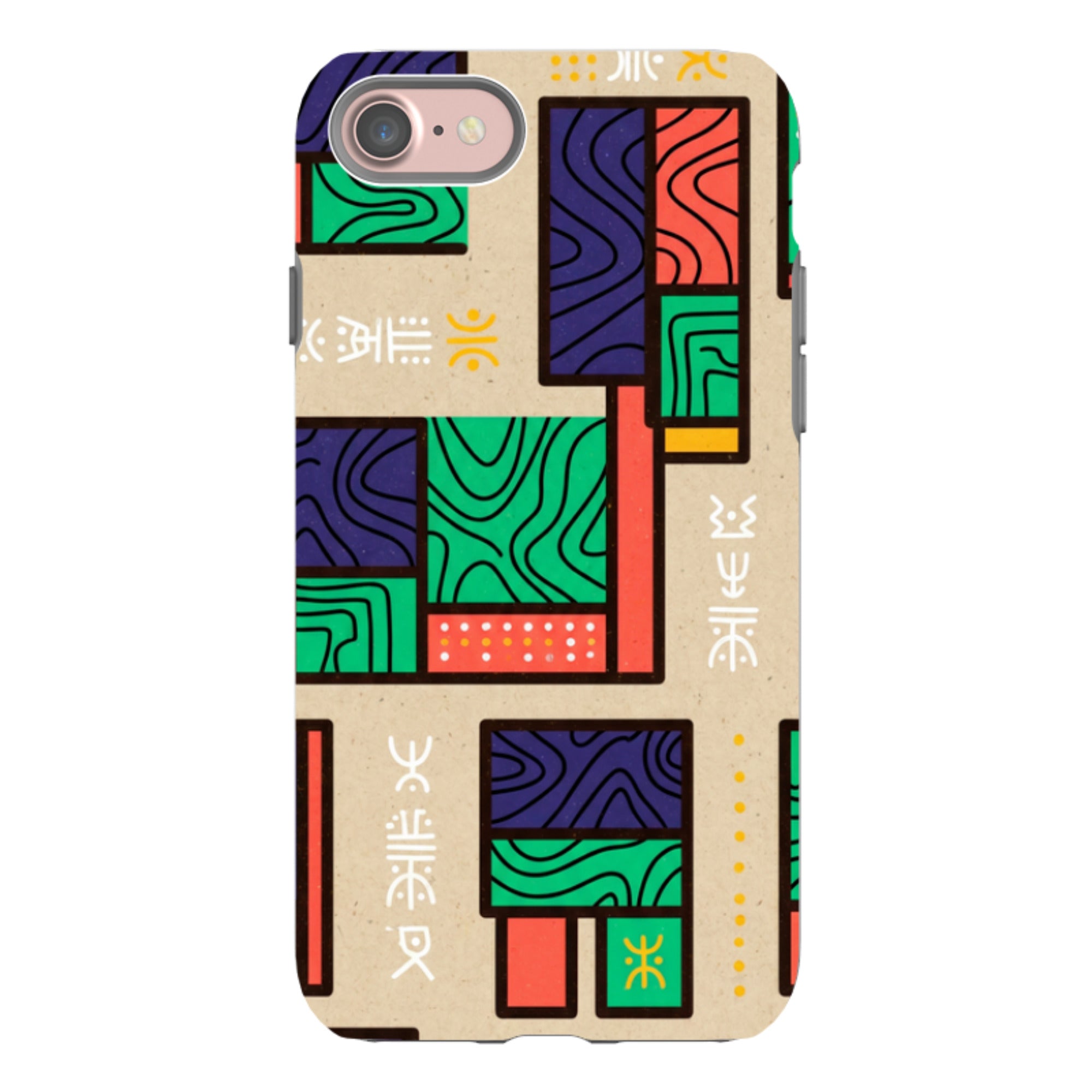 Ankara Blocks on Sand by Ada Okoye - iPhone Tough Case