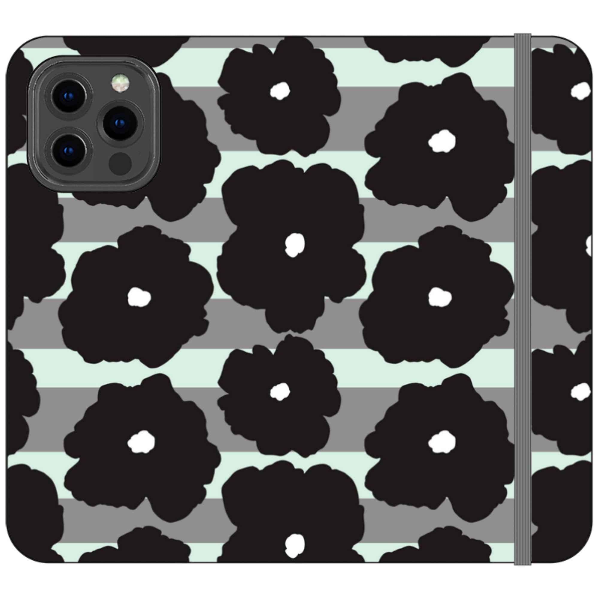Bold Floral Black — iPhone 13 Pro Max Wallet Case — Finnaij