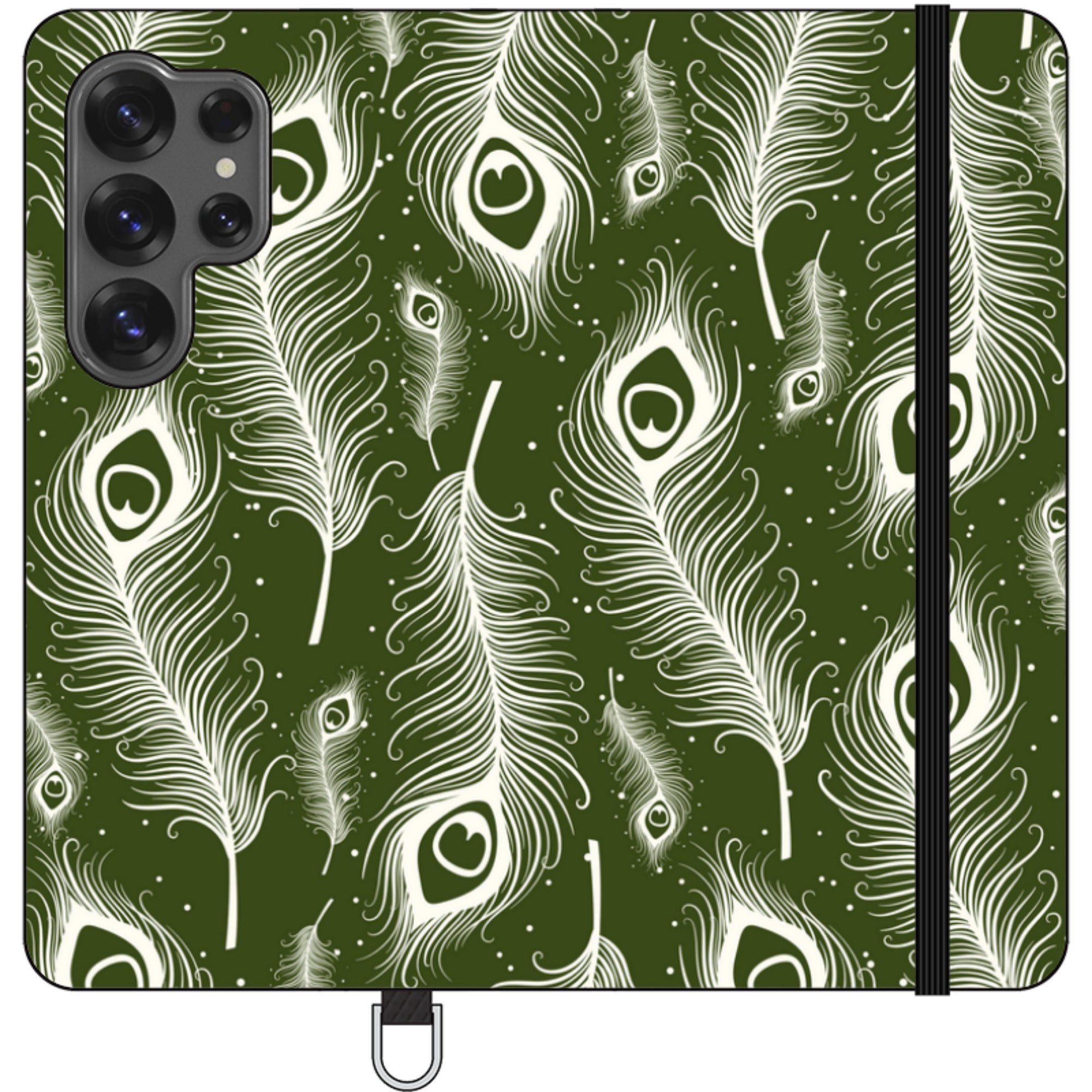 Feathers in Bloom Army Green Folio Wallet Phone Case — Finnaij