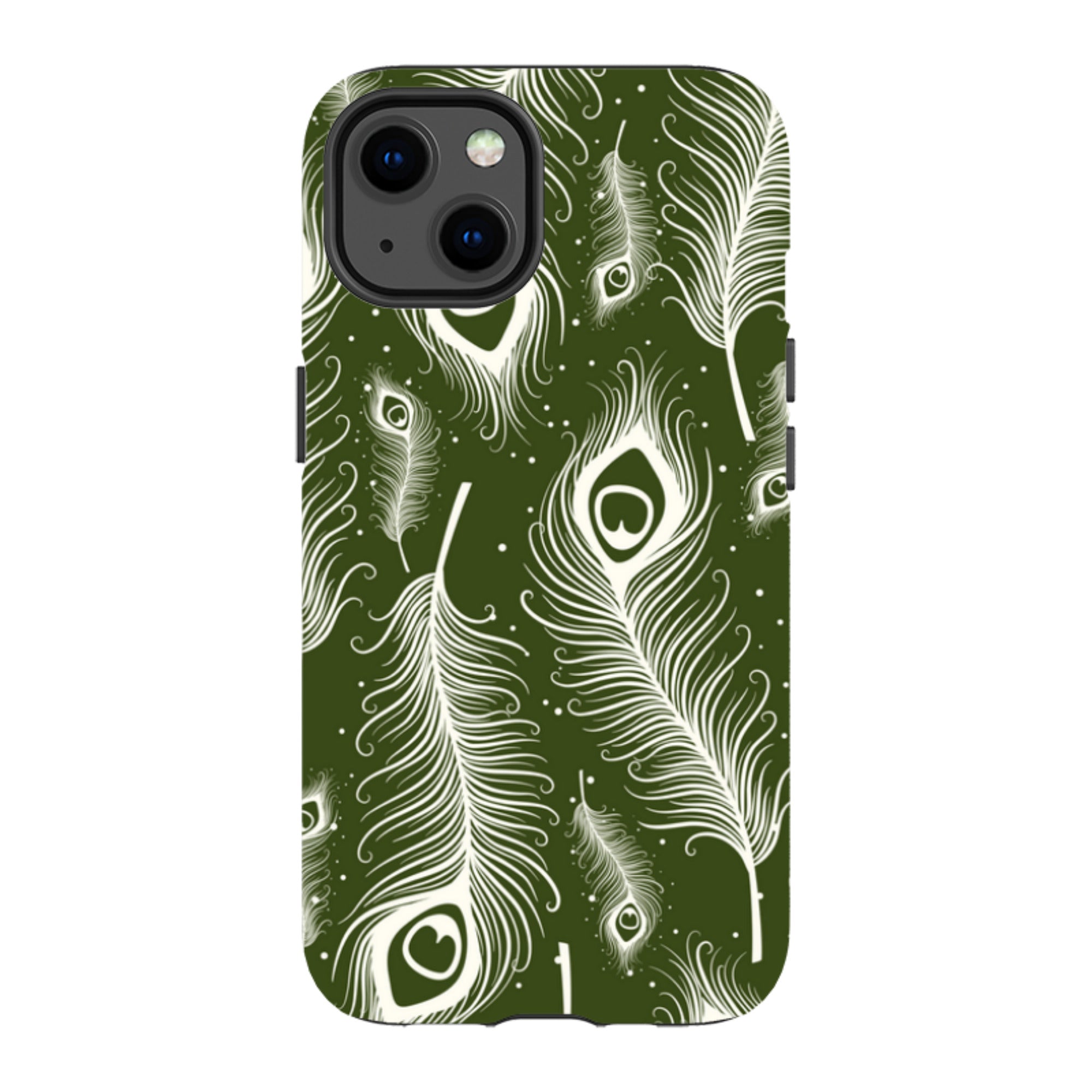 Feathers in Bloom Army Green — Apple iPhone Magsafe Tough Case — Finnaij