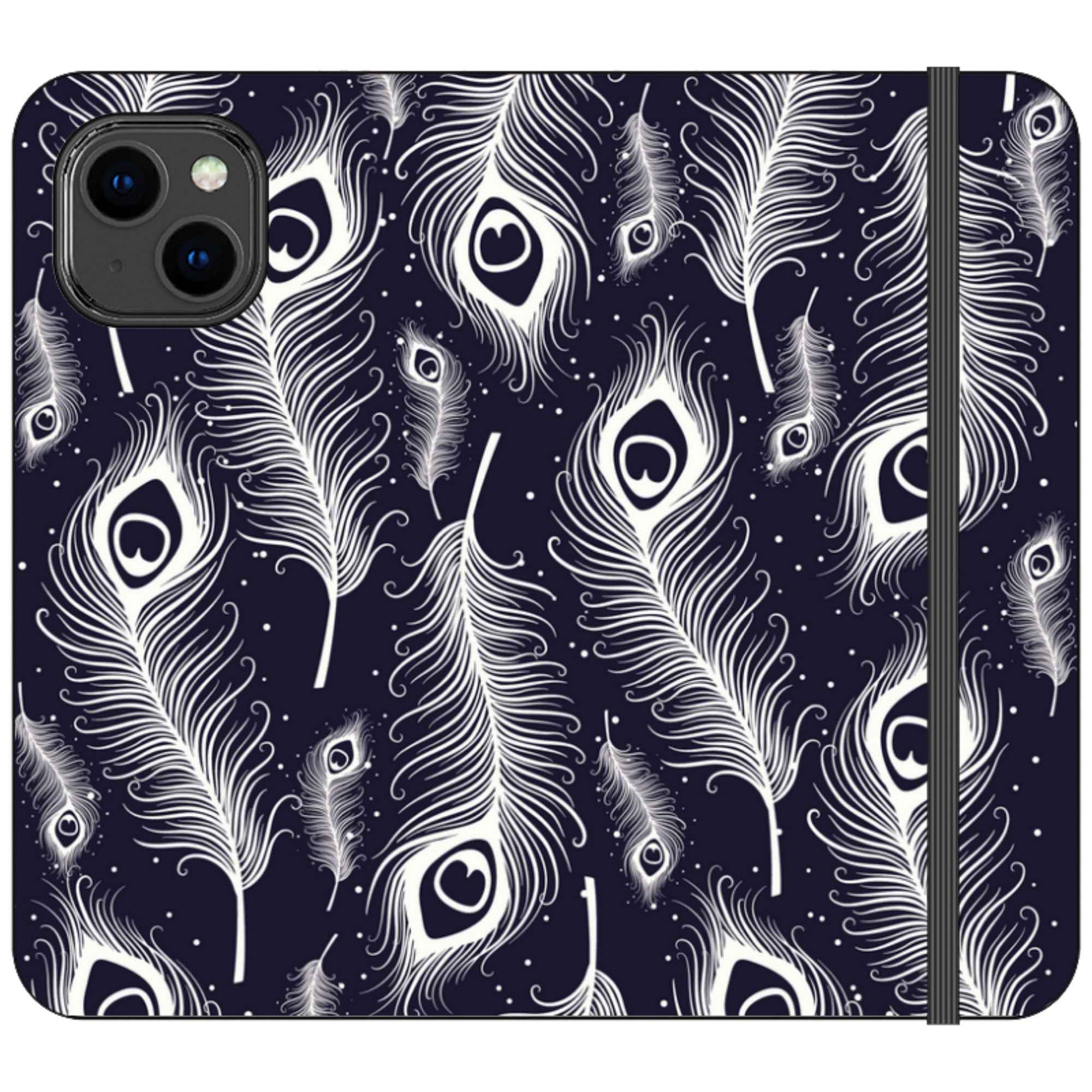Feathers in Bloom Vegan Leather — iPhone 14 Wallet Case — Finnaij