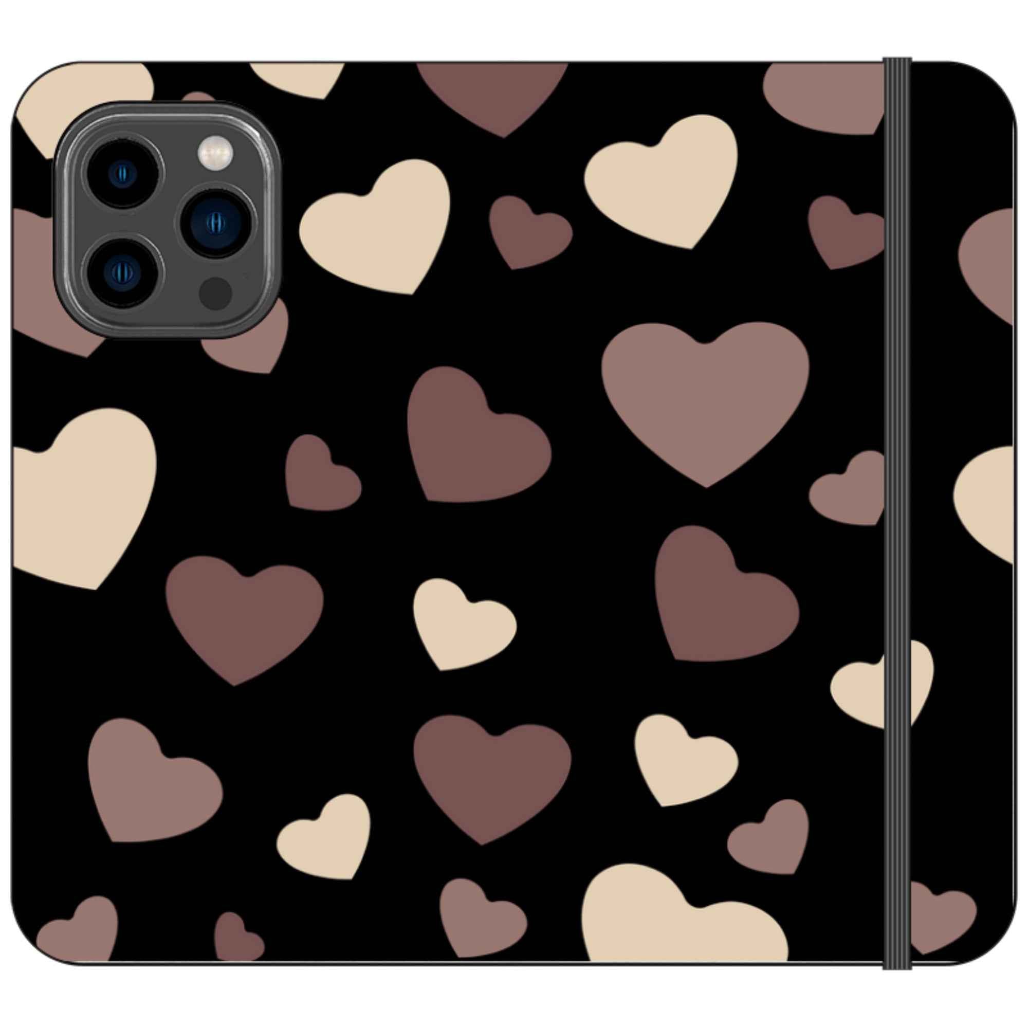 White & Black Hearts Vegan Leather — iPhone 14 Pro Max Wallet Case — Finnaij