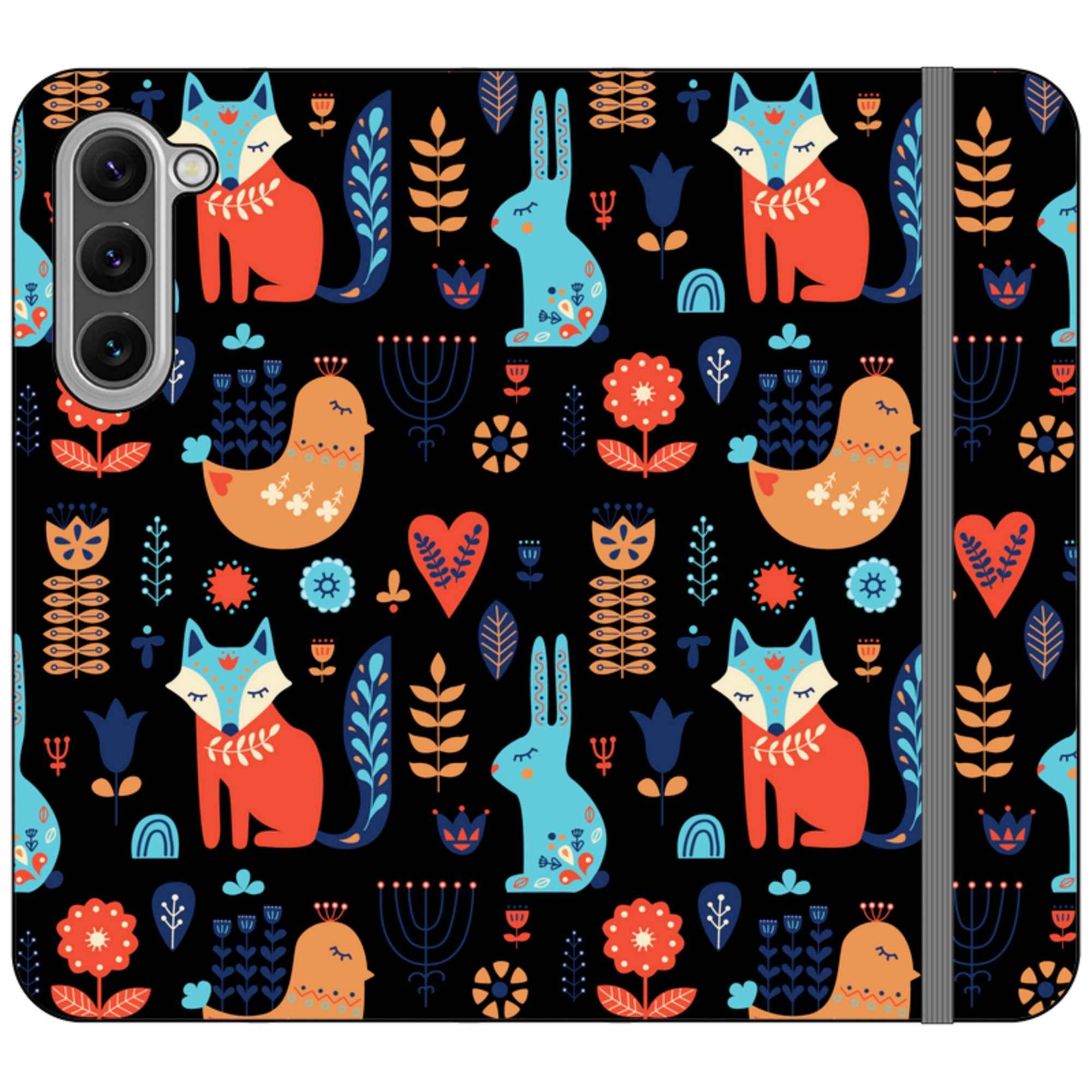 Nordic Ornament Black — Apple Vegan Leather Folio Wallet Case — Finnaij