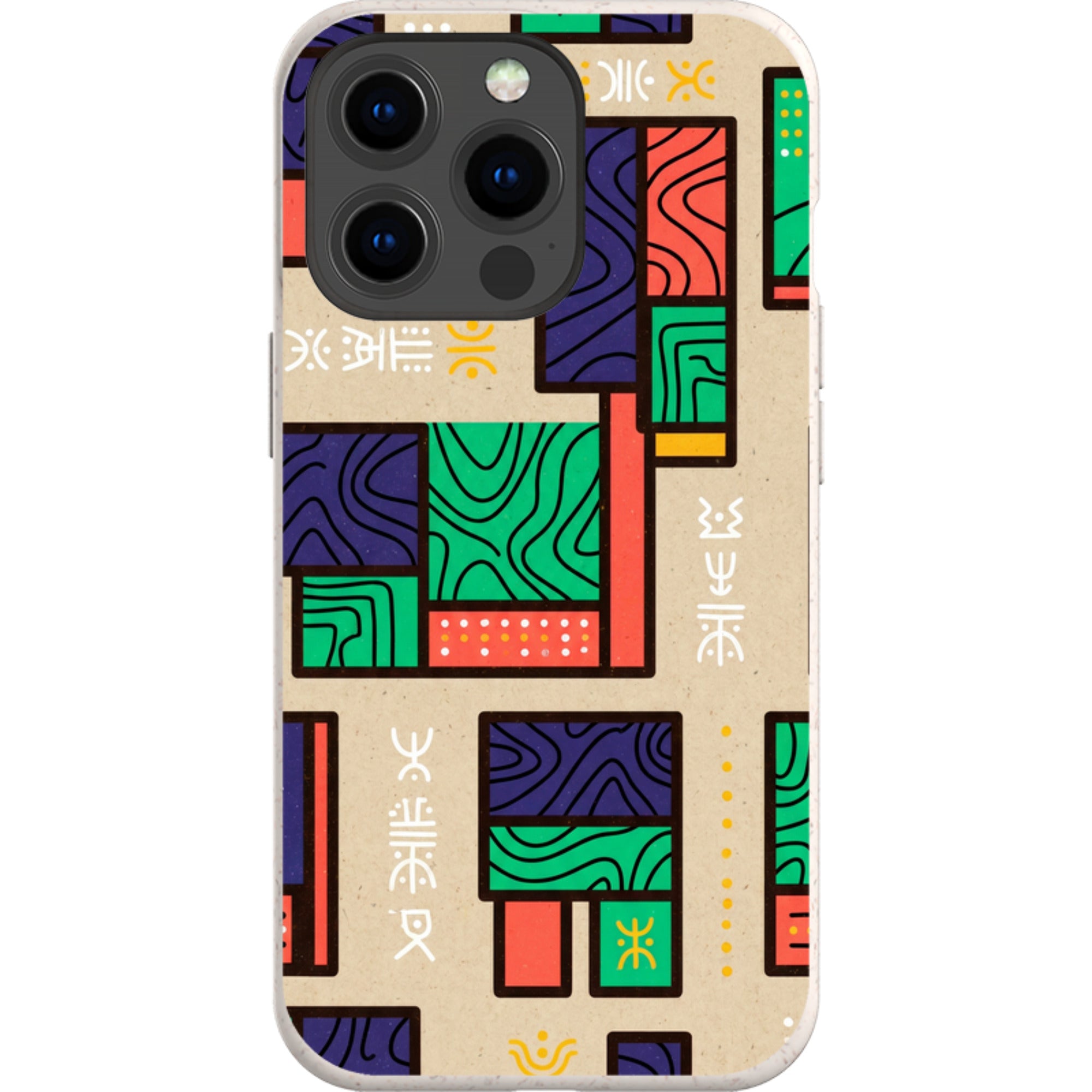 Ankara Blocks on Sand by Ada Okoye — iPhone 13 Pro iPhone Bio-degradable Case — Finnaij