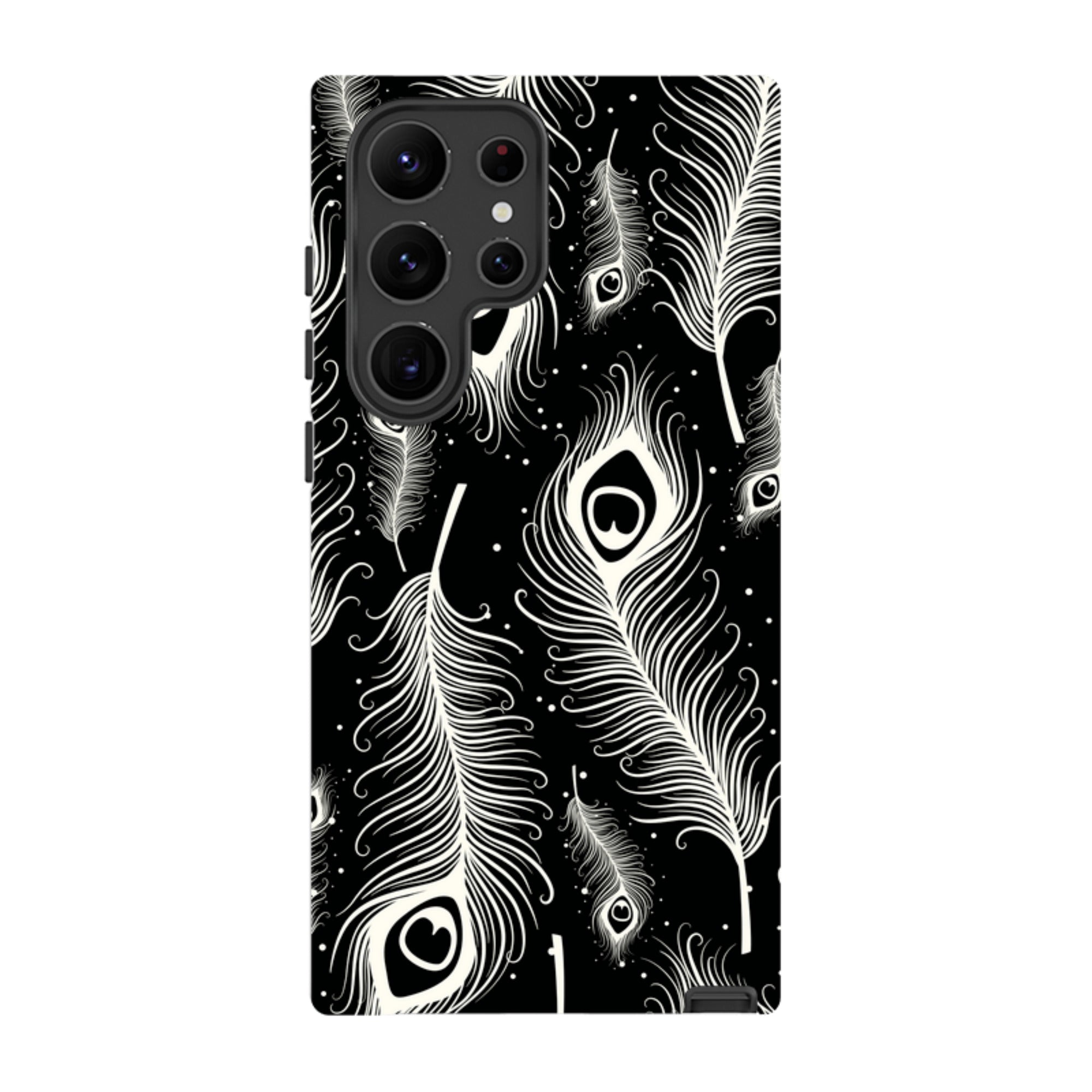 Feathers in Bloom Black — Samsung Galaxy Tough Case — Finnaij