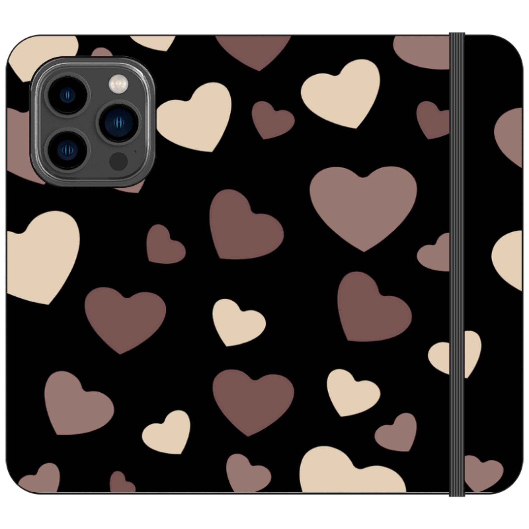 White & Black Hearts Vegan Leather — iPhone 14 Pro Wallet Case — Finnaij
