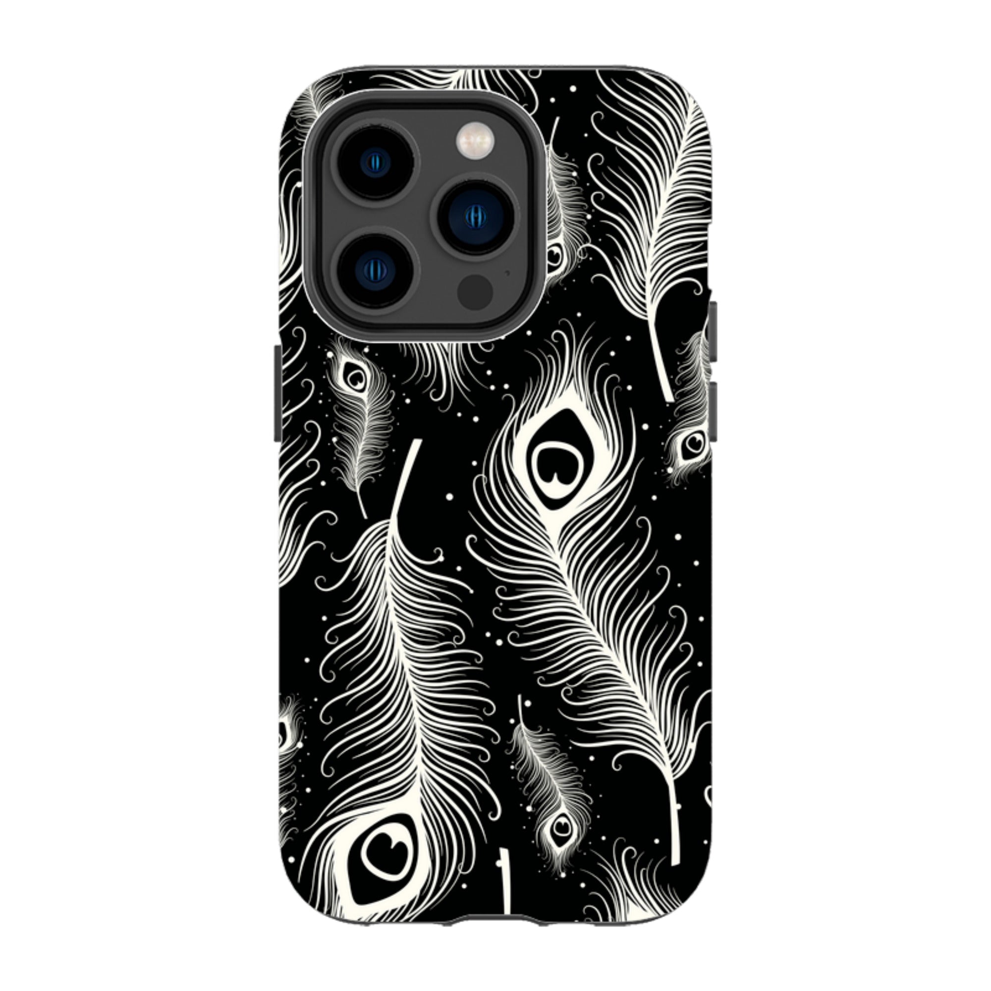 Feathers in Bloom Black — Apple iPhone Tough Case — Finnaij