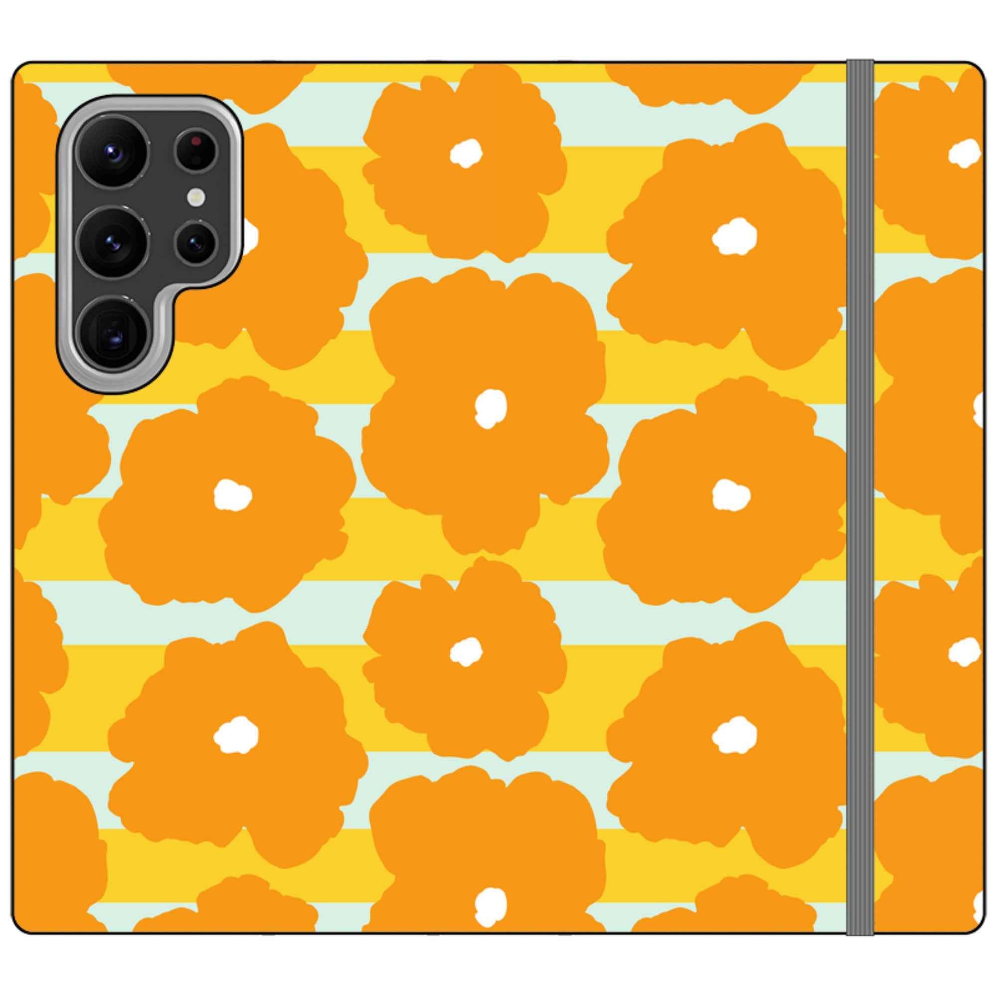 Bold Floral Orange — Apple Folio Wallet Case — Finnaij