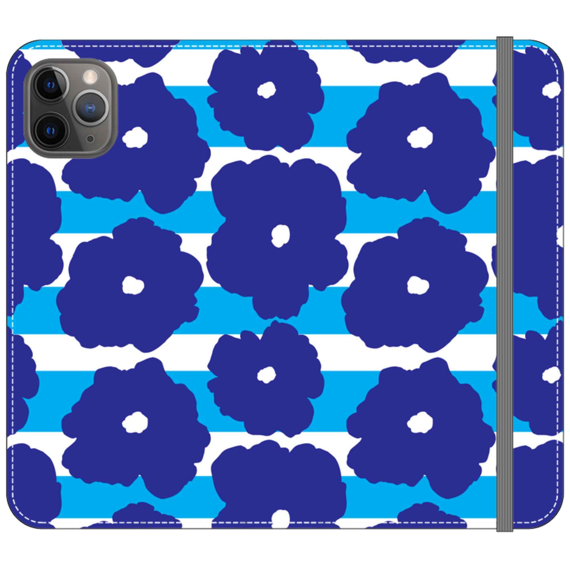 Bold Floral Blue Vegan Leather — iPhone 11 Pro Max Wallet Case — Finnaij