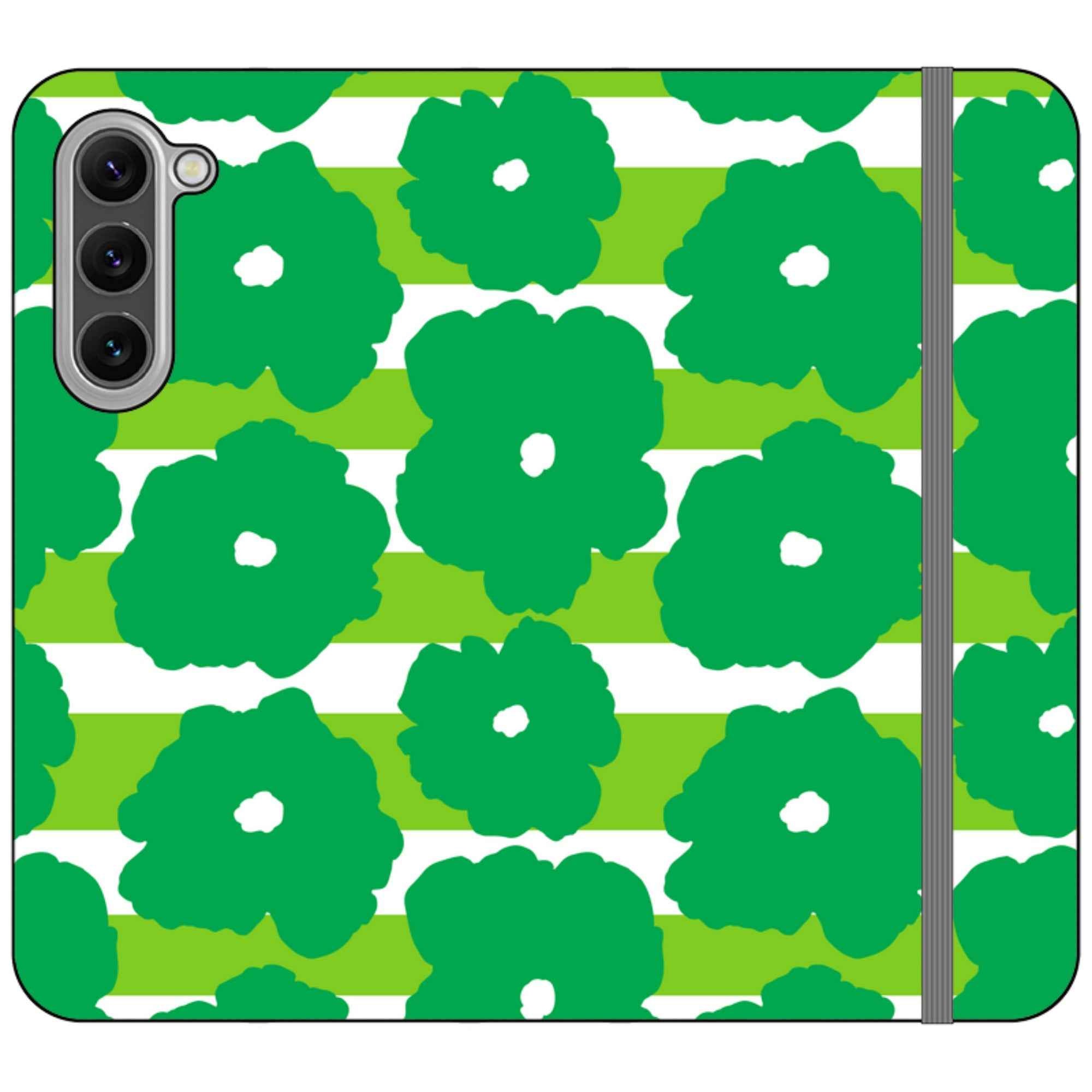 Bold Floral Green — Apple Vegan Leather Folio Wallet Case — Finnaij