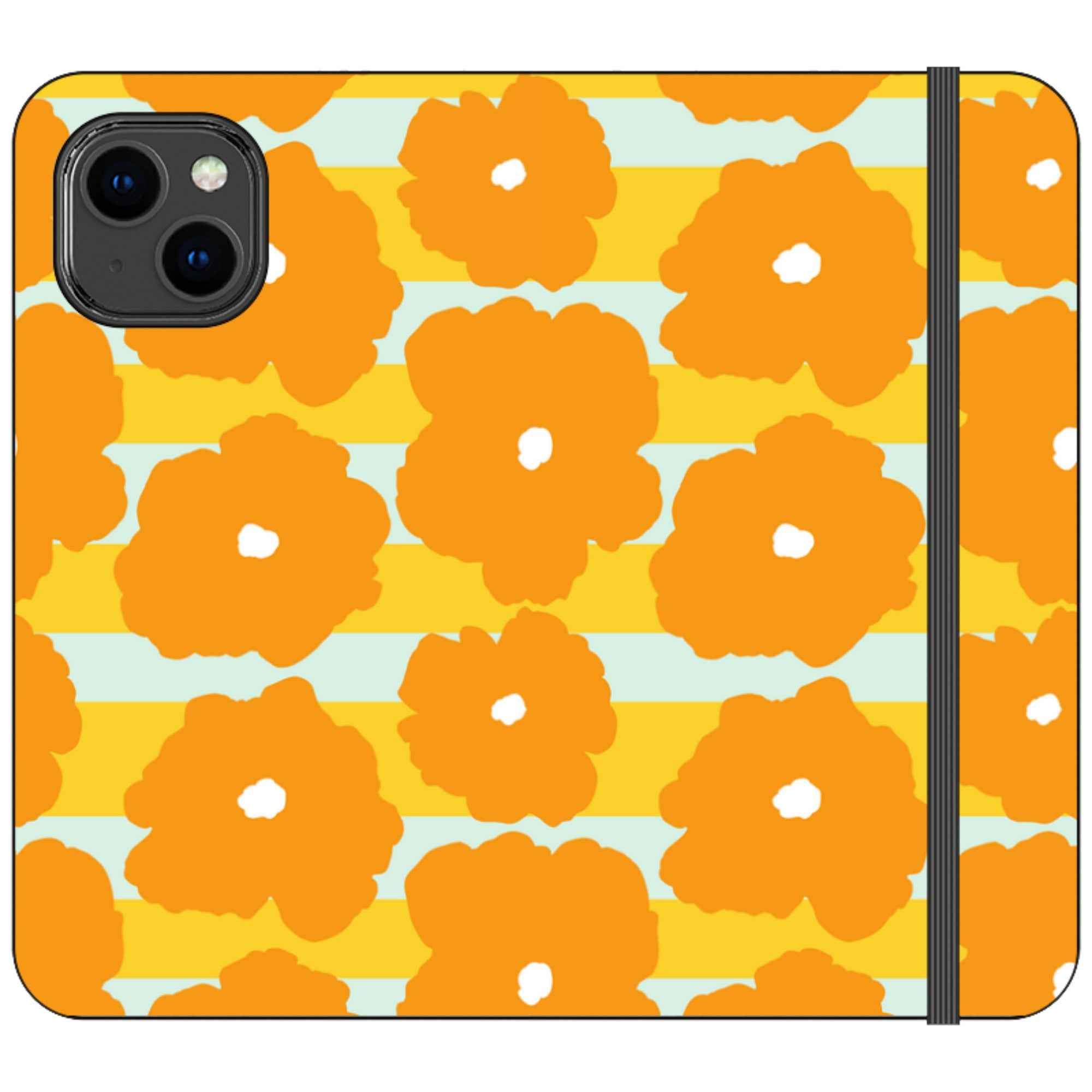 Bold Floral Orange — iPhone 14 Wallet Case — Finnaij