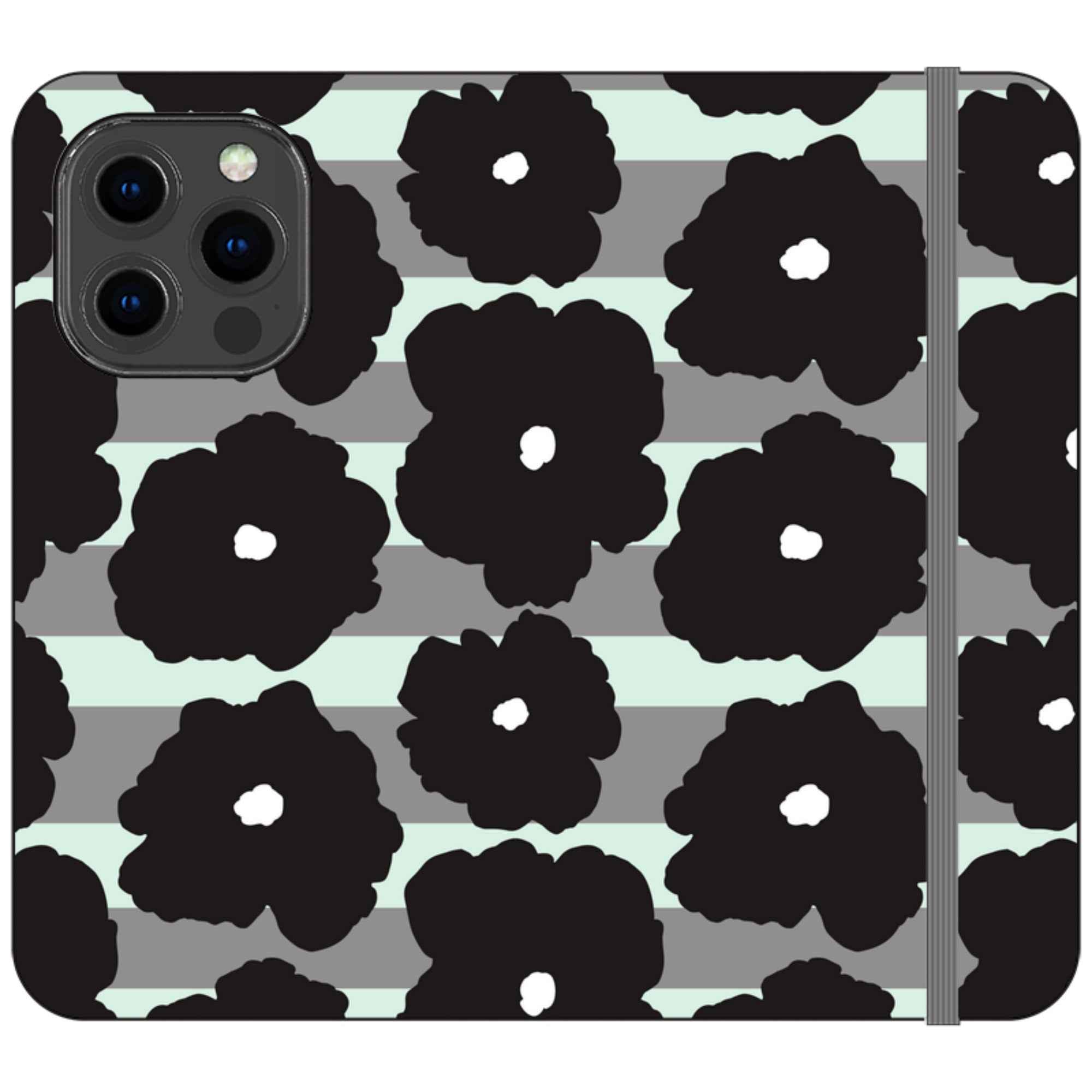 Bold Floral Black — iPhone 13 Pro Wallet Case — Finnaij