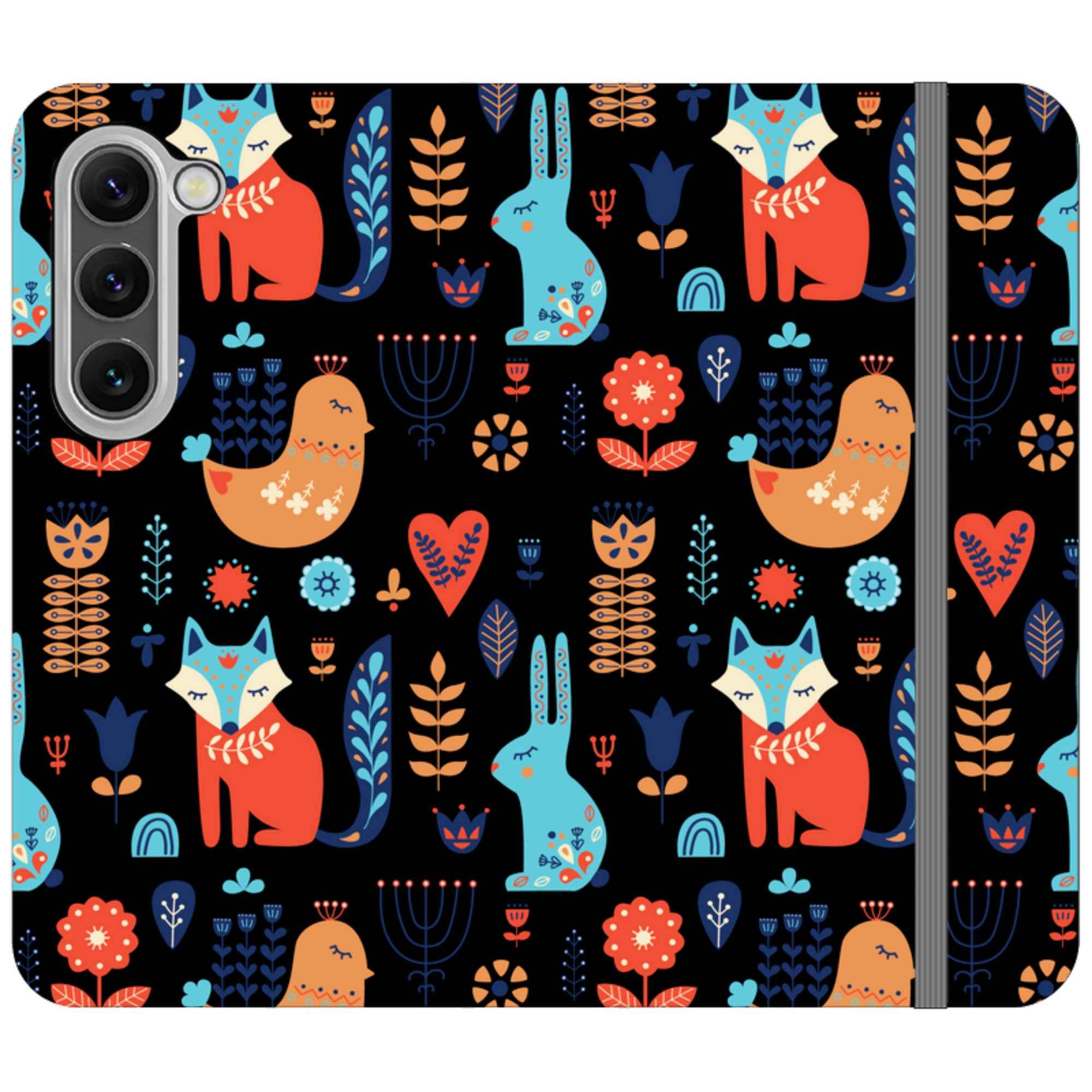 Nordic Ornament Black — Apple Vegan Leather Folio Wallet Case — Finnaij
