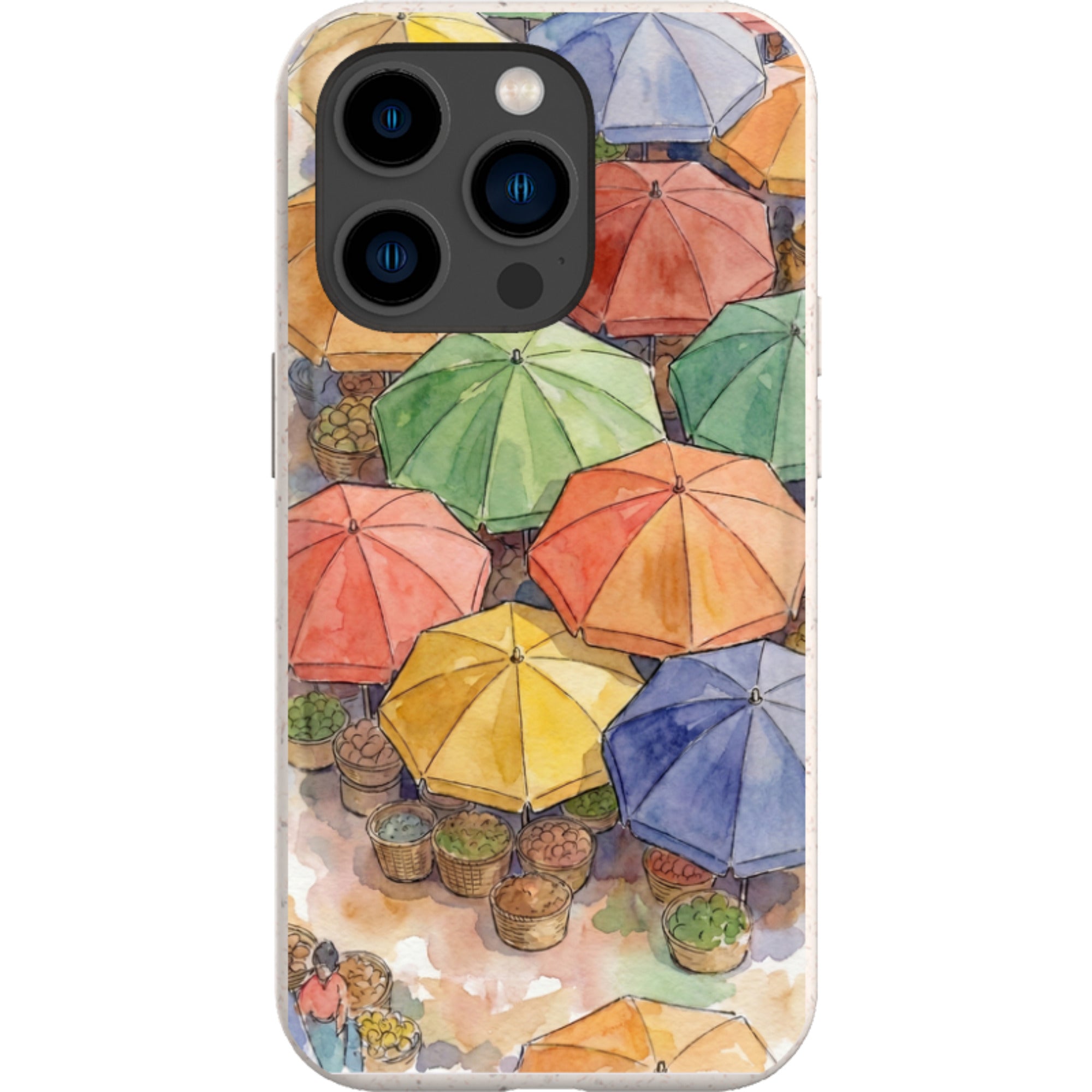 Market Umbrellas from Above by Tobi Akinyemi — iPhone 14 Pro iPhone Bio-degradable Case — Finnaij