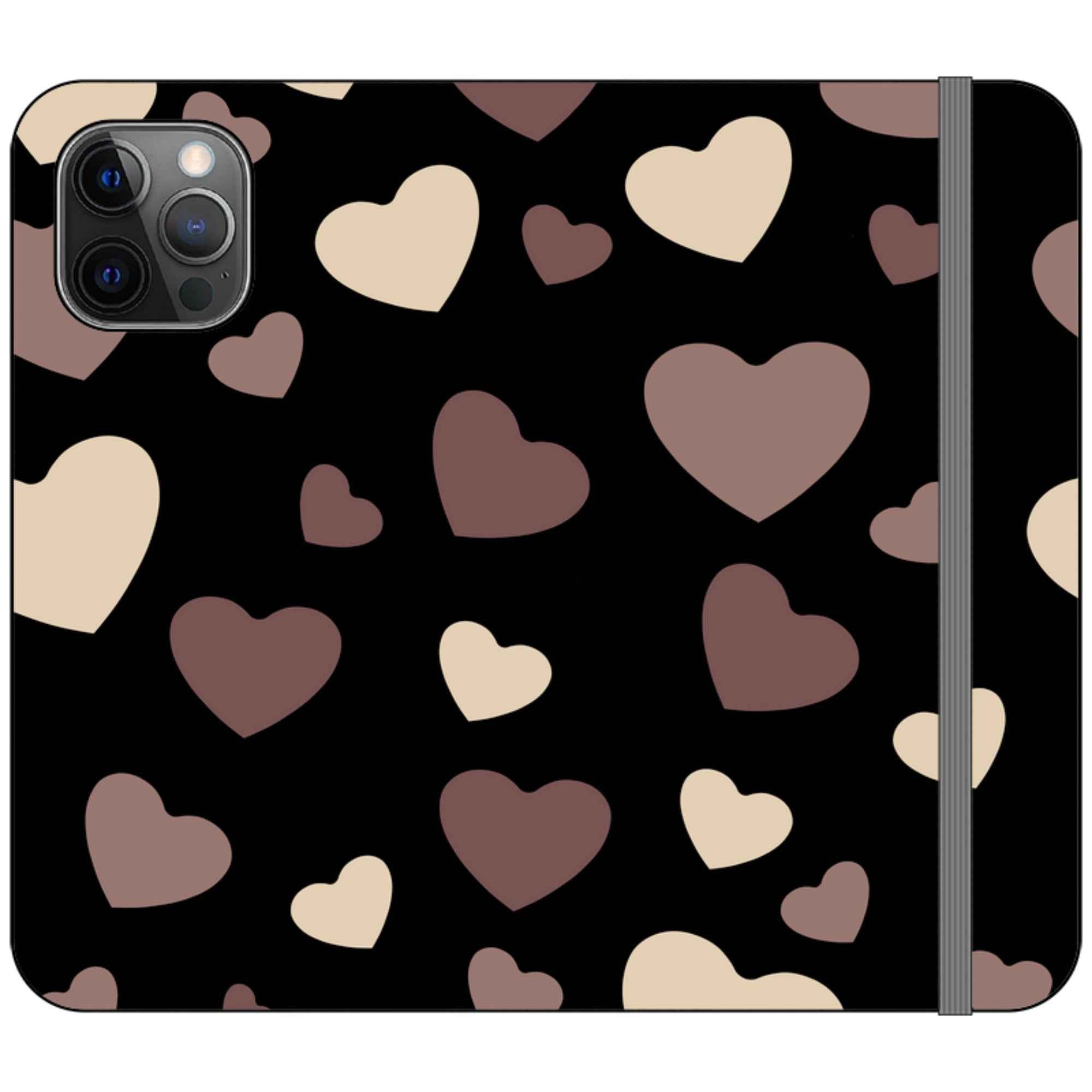White & Black Hearts Vegan Leather — iPhone 12 Pro Wallet Case — Finnaij