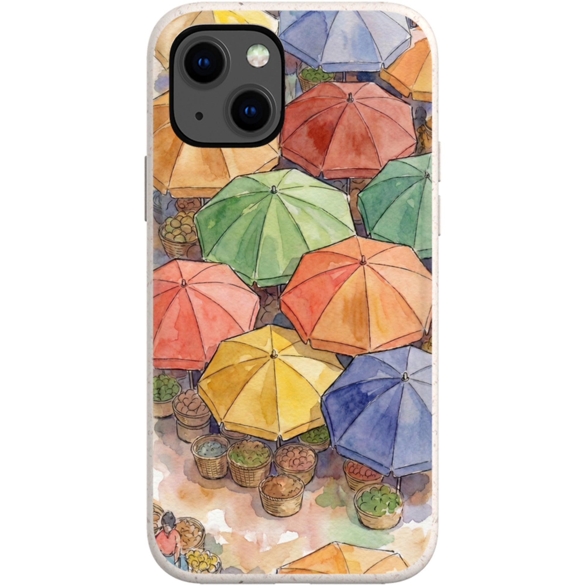 Market Umbrellas from Above by Tobi Akinyemi — iPhone 13 iPhone Bio-degradable Case — Finnaij