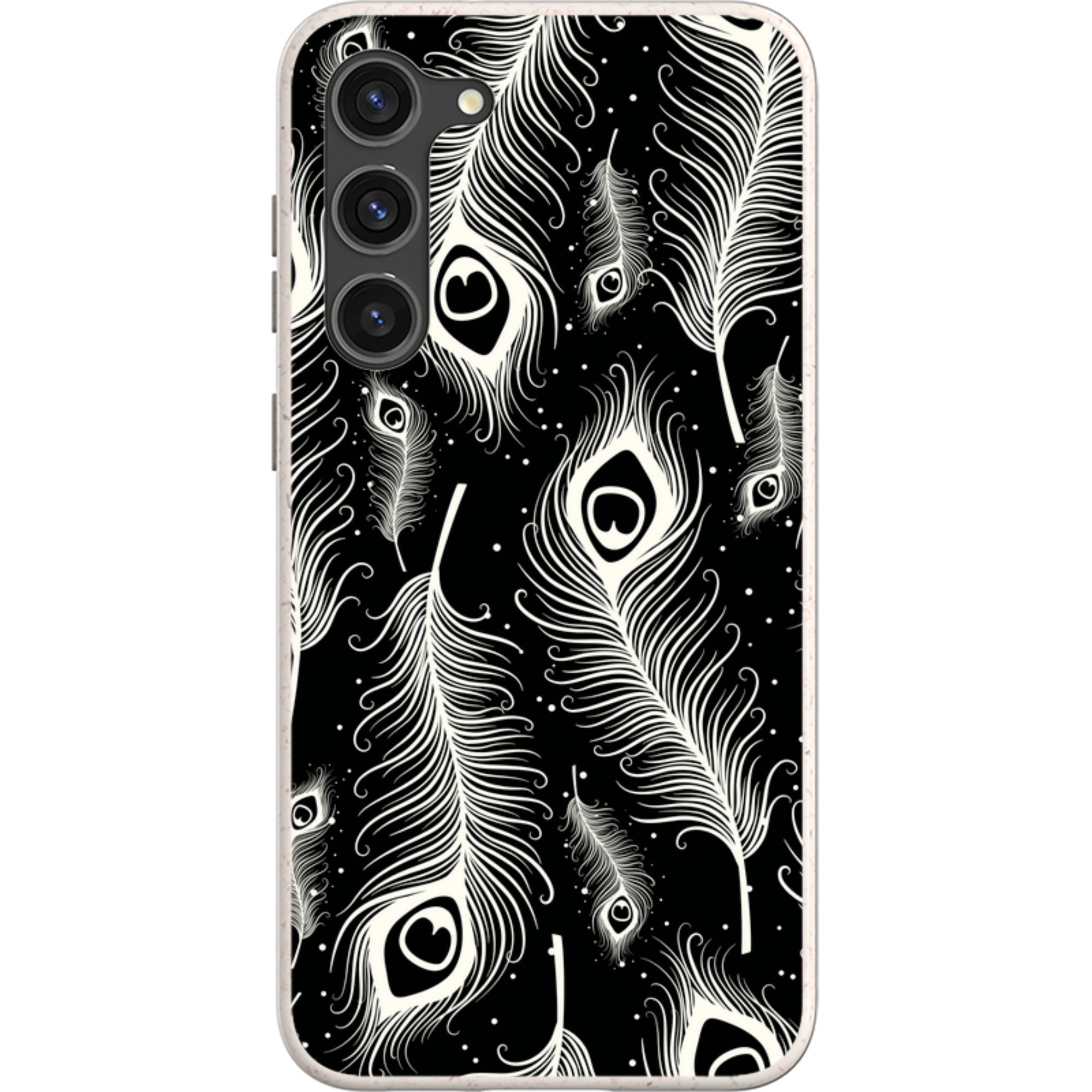Feathers in Bloom Black — Samsung Galaxy Bio-degradable Case — Finnaij