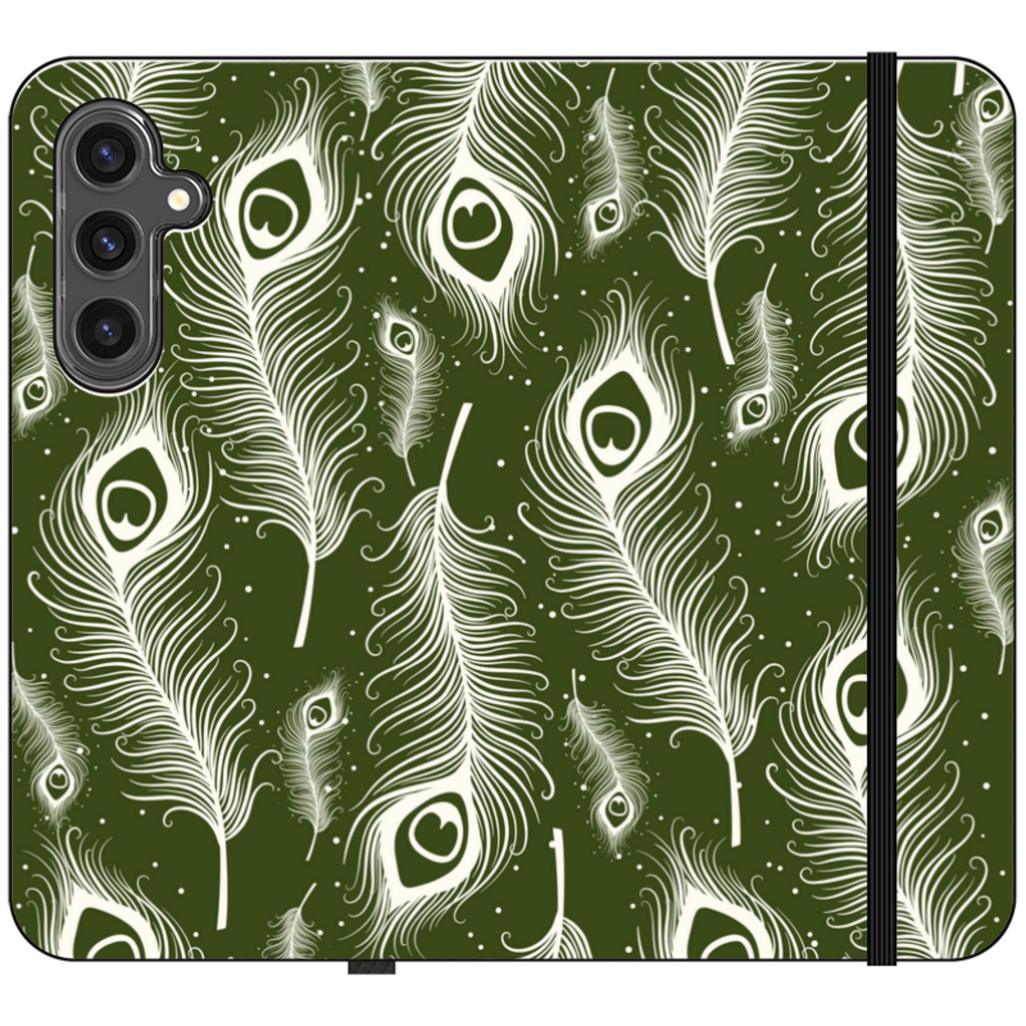 Feathers in Bloom Army Green Folio Wallet Phone Case — Finnaij