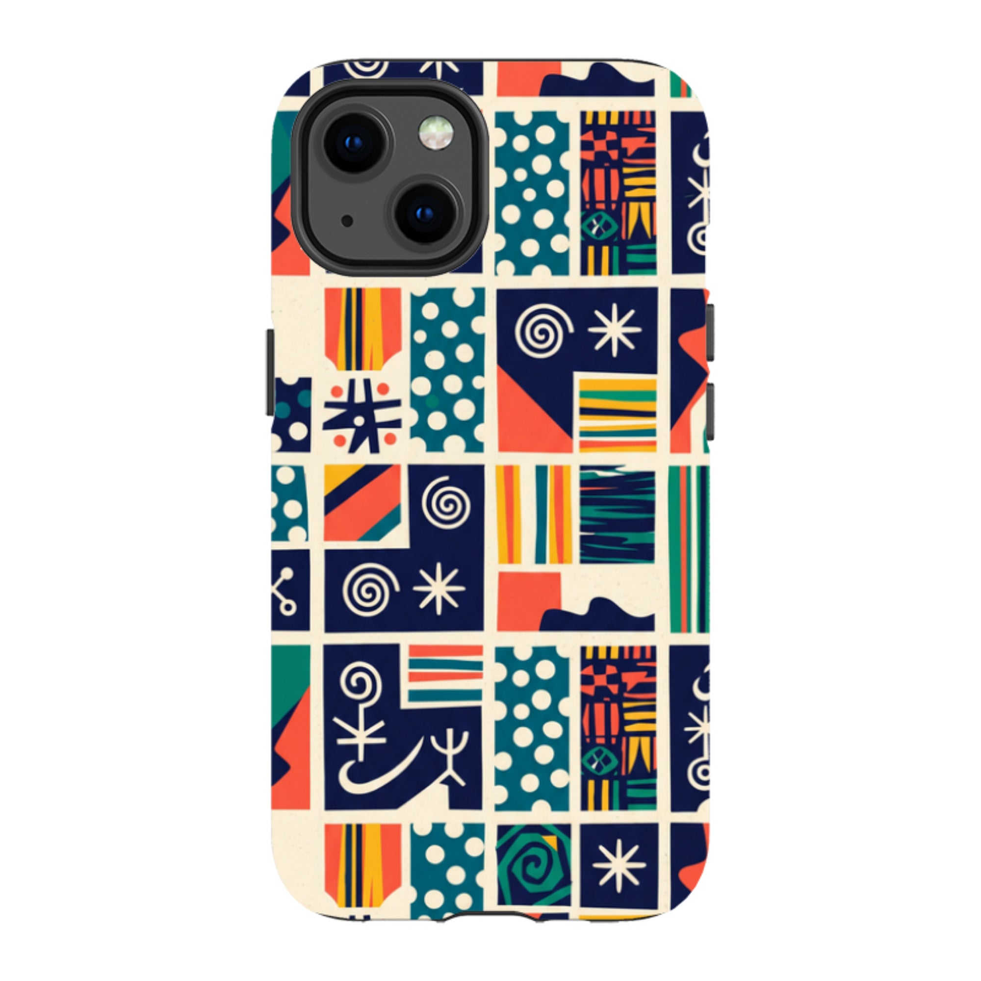 Coastal Indigo Tiles by Ada Okoye — MagSafe Tough Case for iPhone — Finnaij