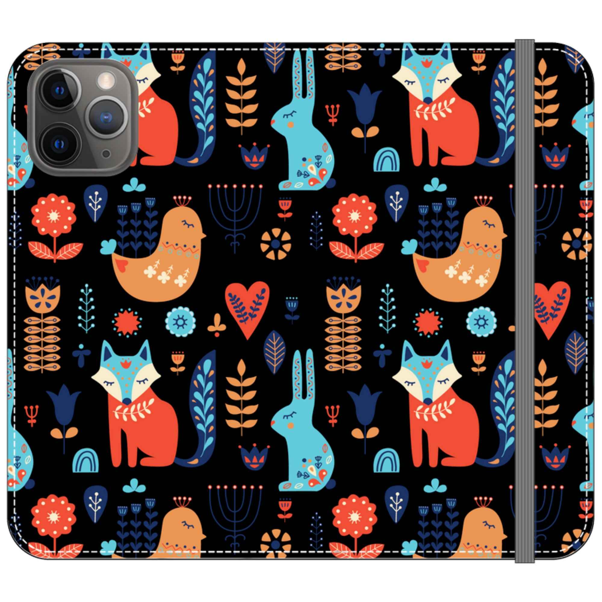 Nordic Ornament Black Vegan Leather — iPhone 11 Pro Wallet Case — Finnaij