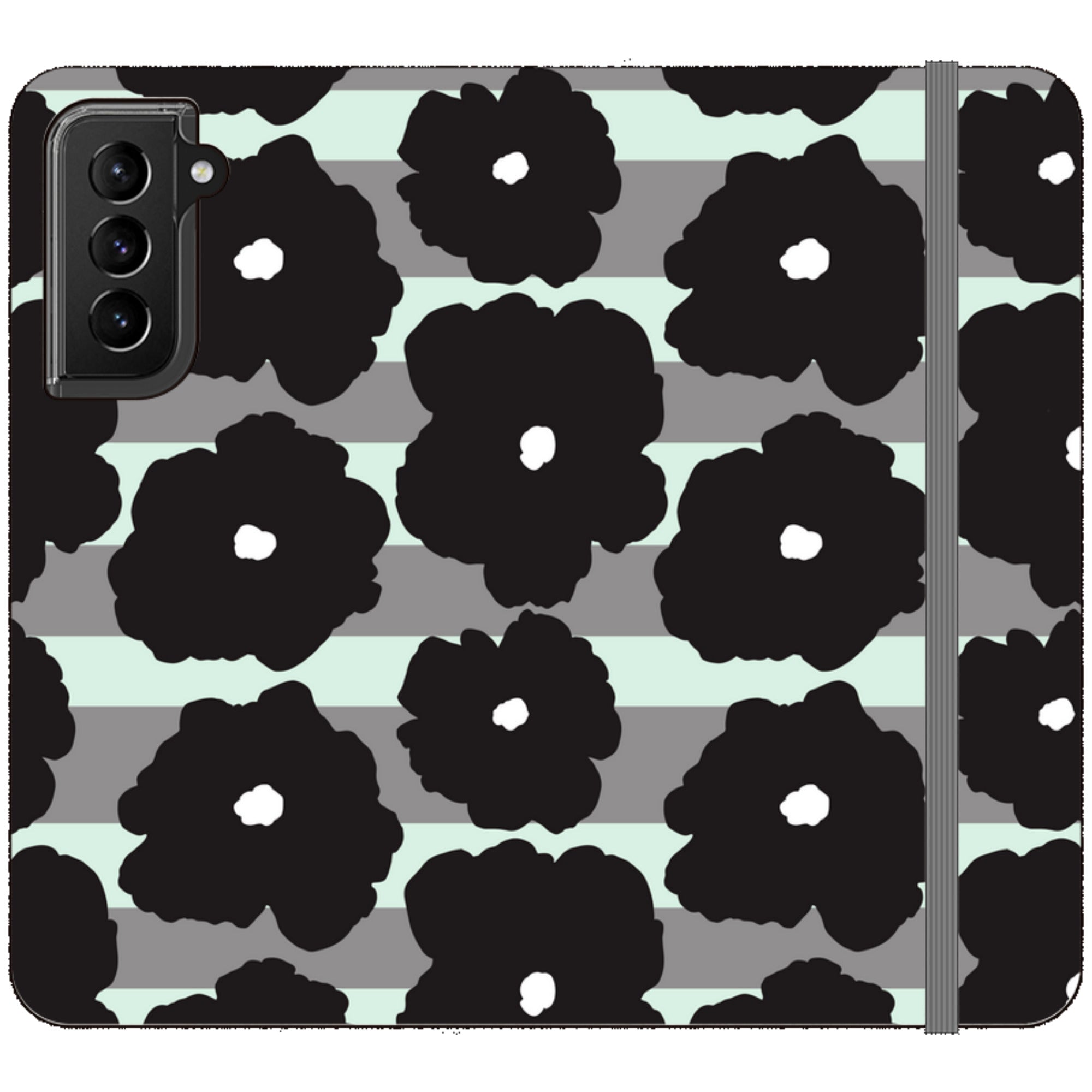 Bold Floral Black - Folio Wallet Case