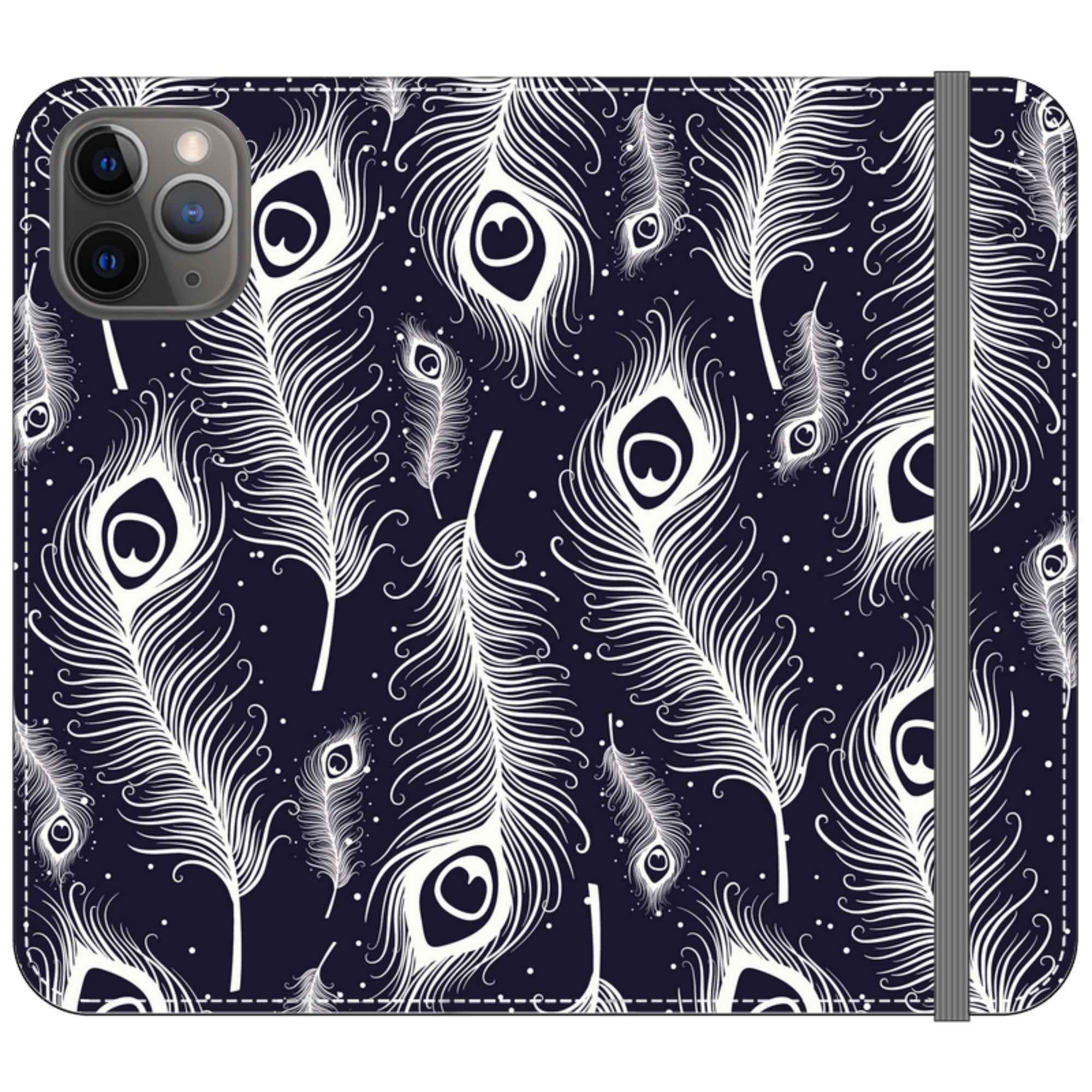 Feathers in Bloom Vegan Leather — iPhone 11 Pro Wallet Case — Finnaij
