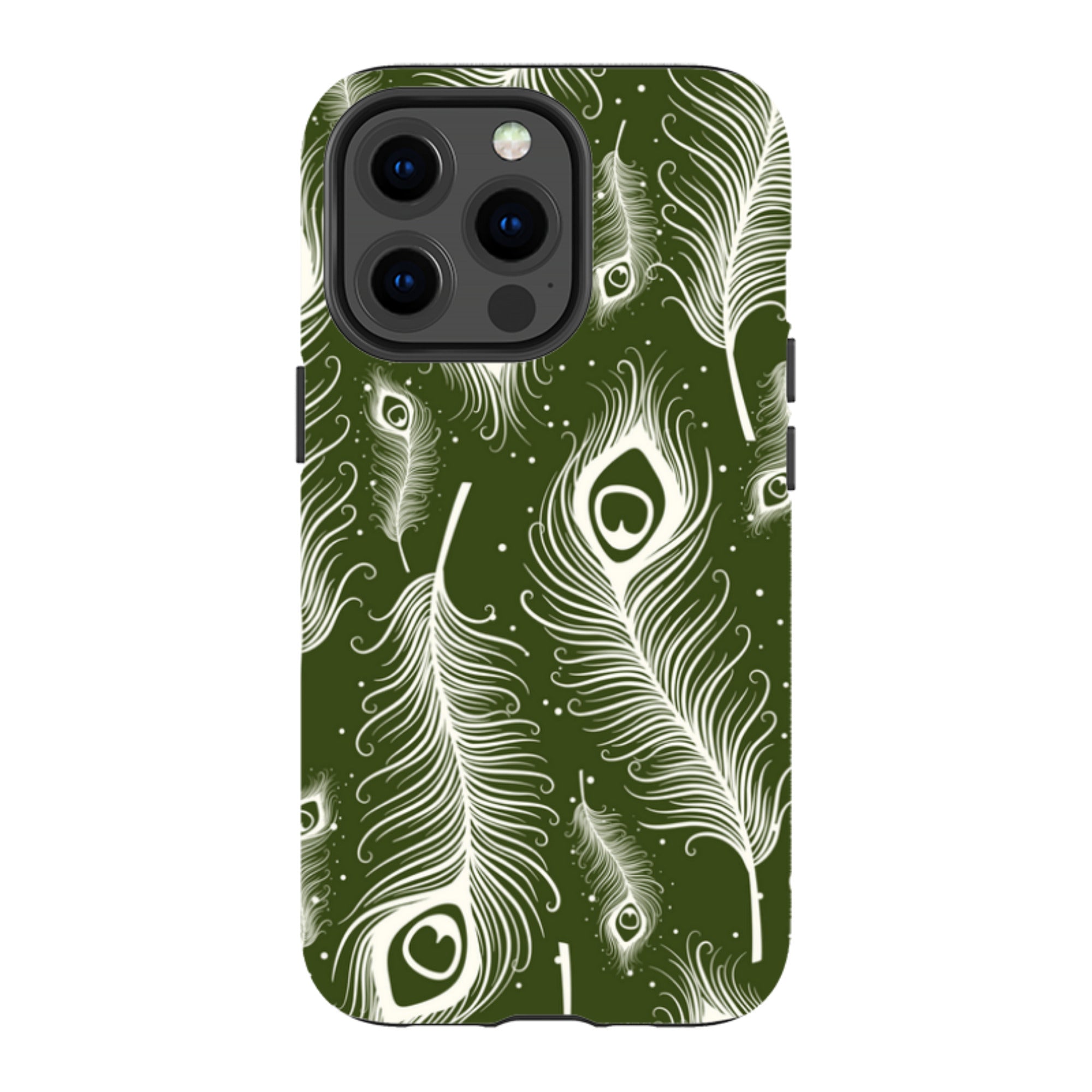 Feathers in Bloom Army Green — Apple iPhone Magsafe Tough Case — Finnaij