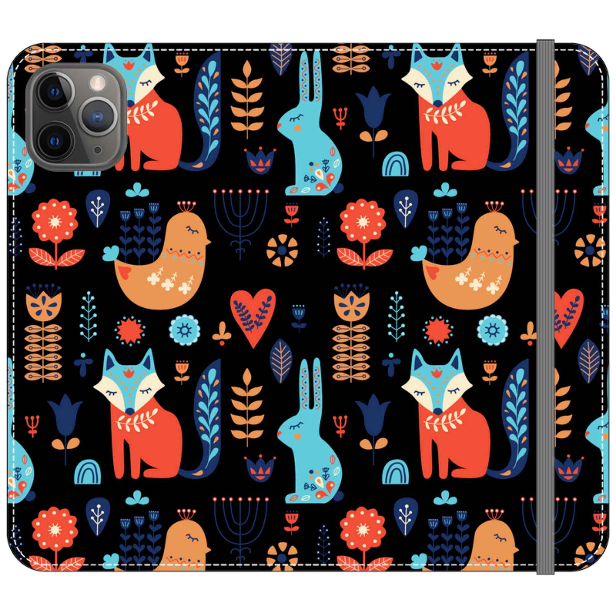 Nordic Ornament Black Vegan Leather — iPhone 11 Pro Max Wallet Case — Finnaij