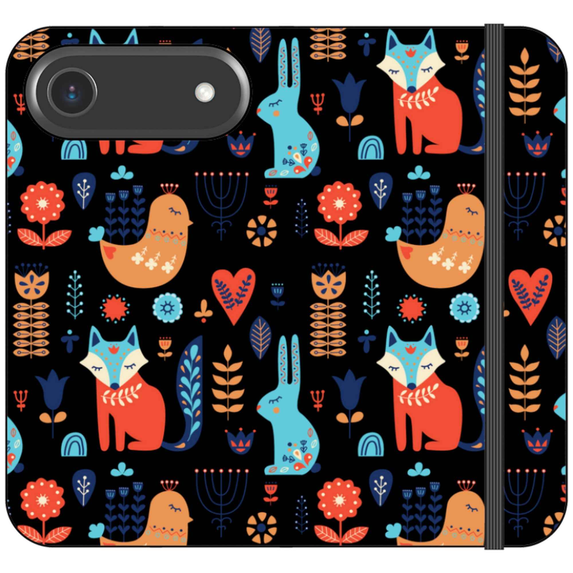 Nordic Ornament Black Vegan Leather — iPhone 17 Air Wallet Case — Finnaij