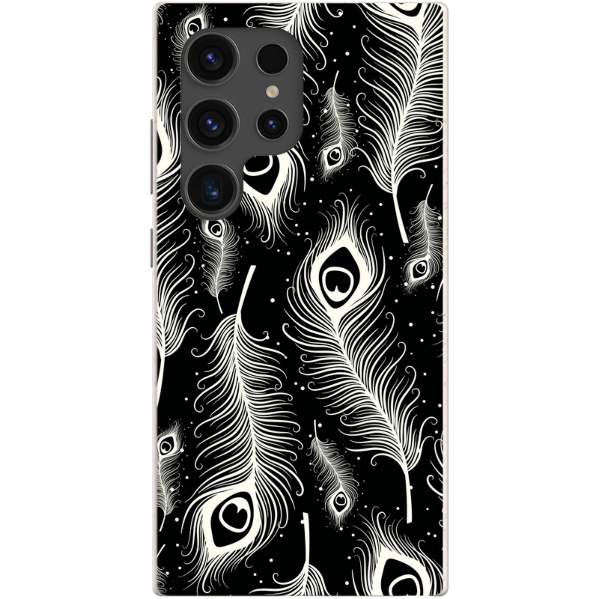 Feathers in Bloom Black — Samsung Galaxy Bio-degradable Case — Finnaij