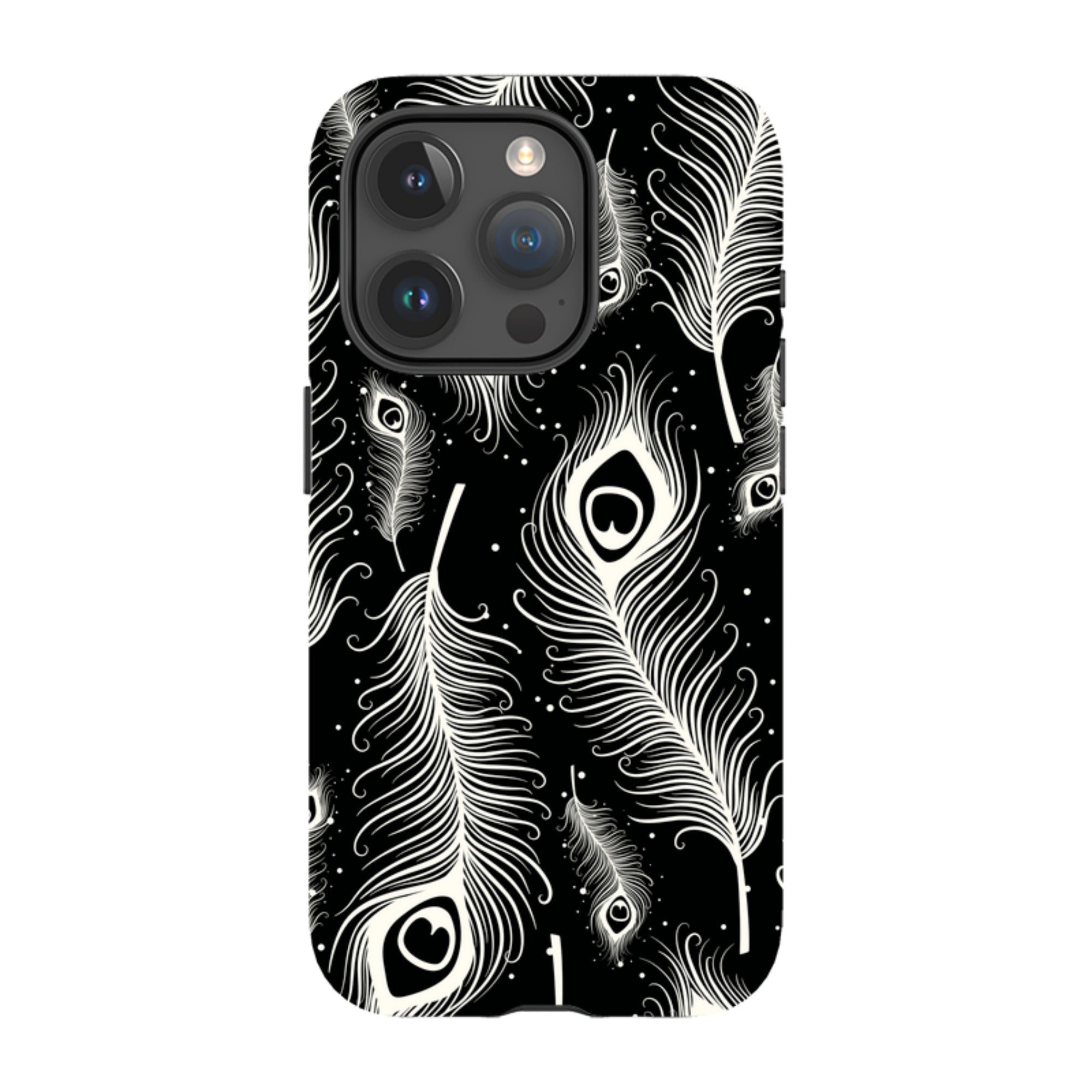 Feathers in Bloom Black — Apple iPhone Tough Case — Finnaij