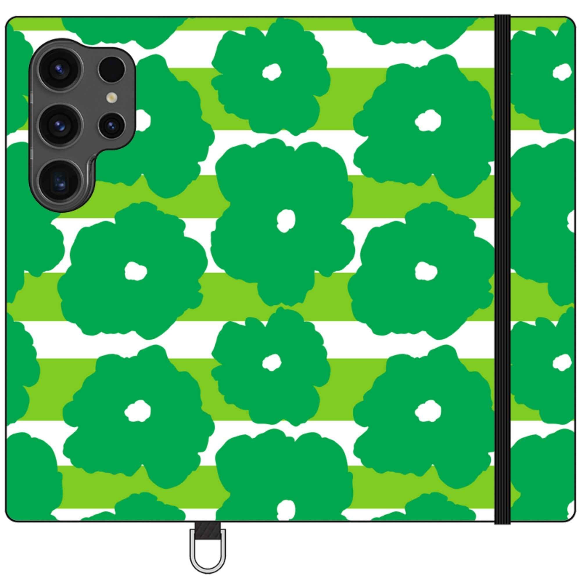 Bold Floral Green — Apple Vegan Leather Folio Wallet Case — Finnaij