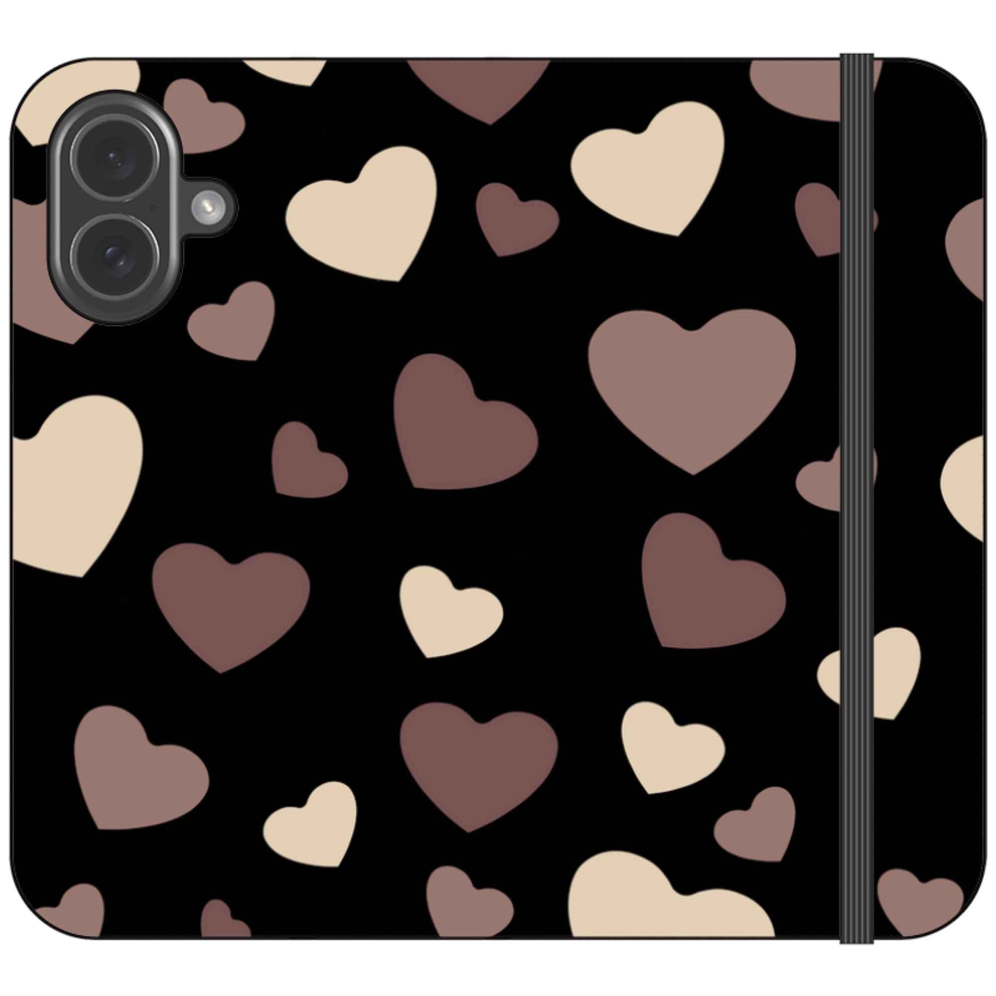 White & Black Hearts Vegan Leather — iPhone 17 Wallet Case — Finnaij