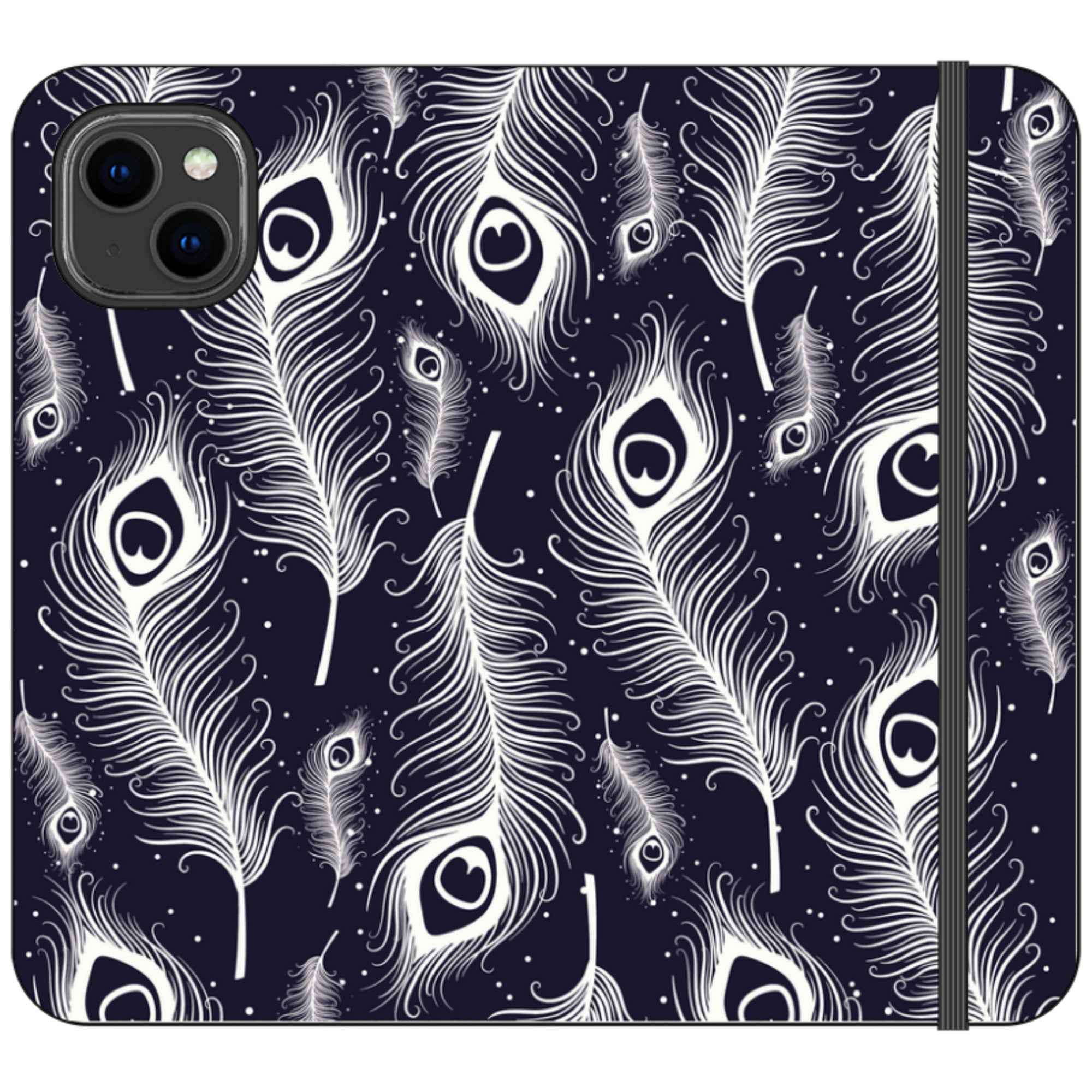 Feathers in Bloom Vegan Leather — iPhone 14 Plus Wallet Case — Finnaij