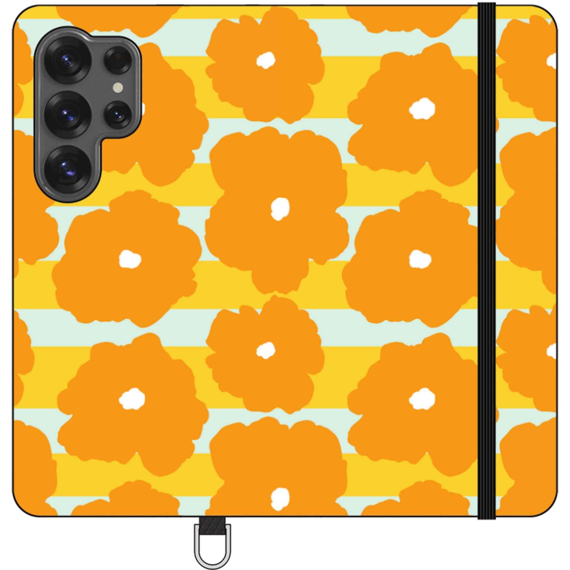 Bold Floral Orange — Apple Folio Wallet Case — Finnaij