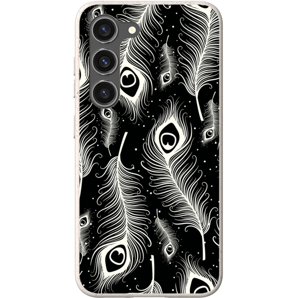 Feathers in Bloom Black — Samsung Galaxy Bio-degradable Case — Finnaij