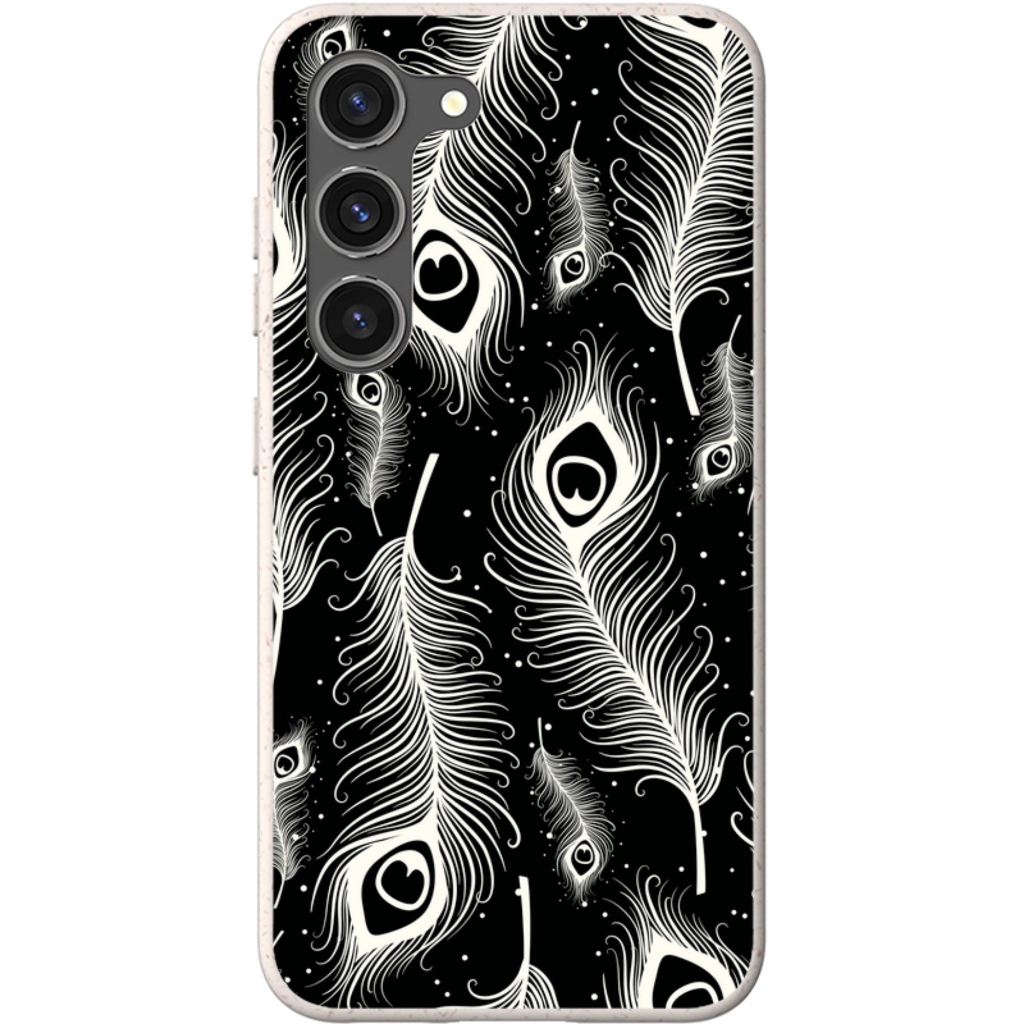Feathers in Bloom Black — Samsung Galaxy Bio-degradable Case — Finnaij