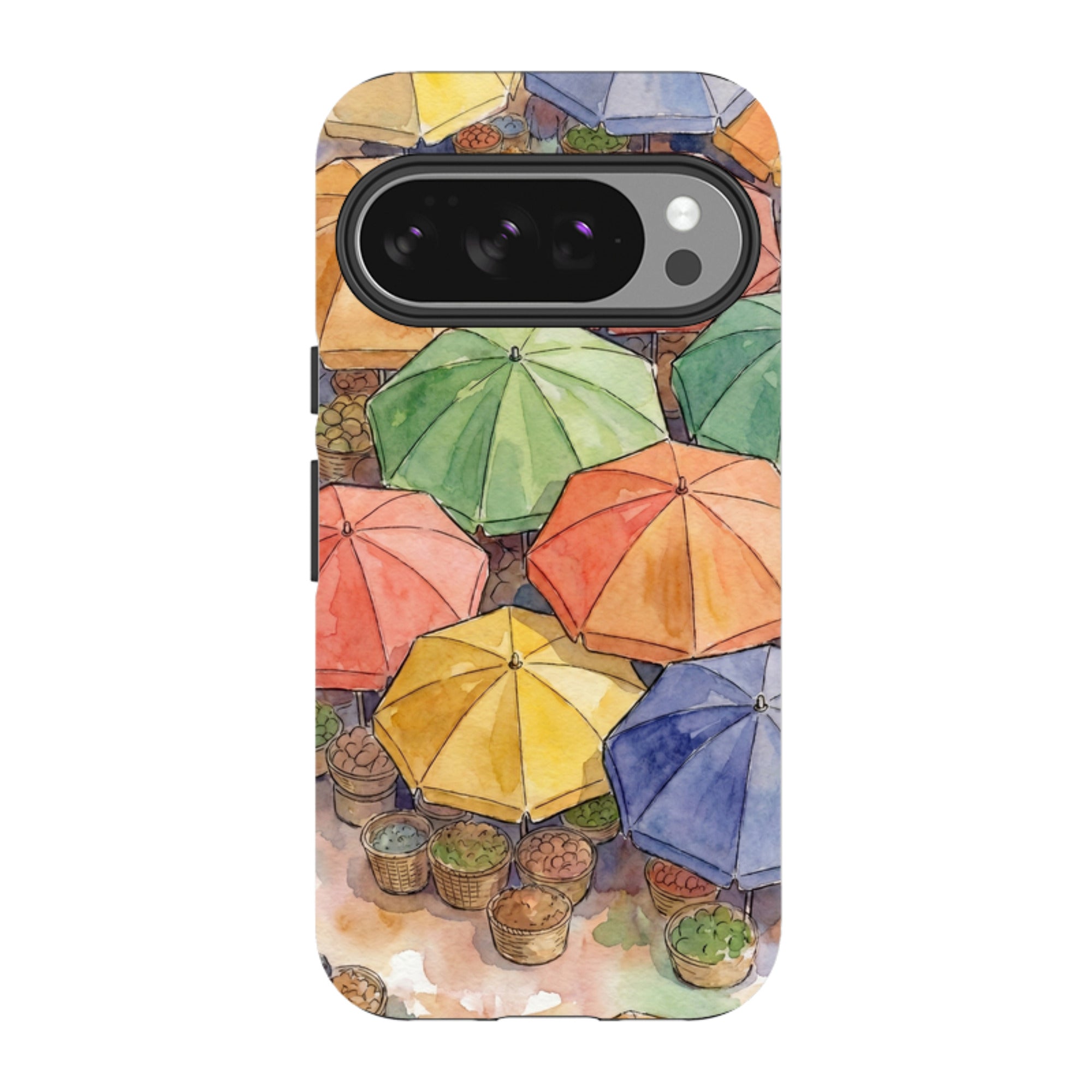 Market Umbrellas from Above by Tobi Akinyemi — Tough Case for Google Pixel — Finnaij